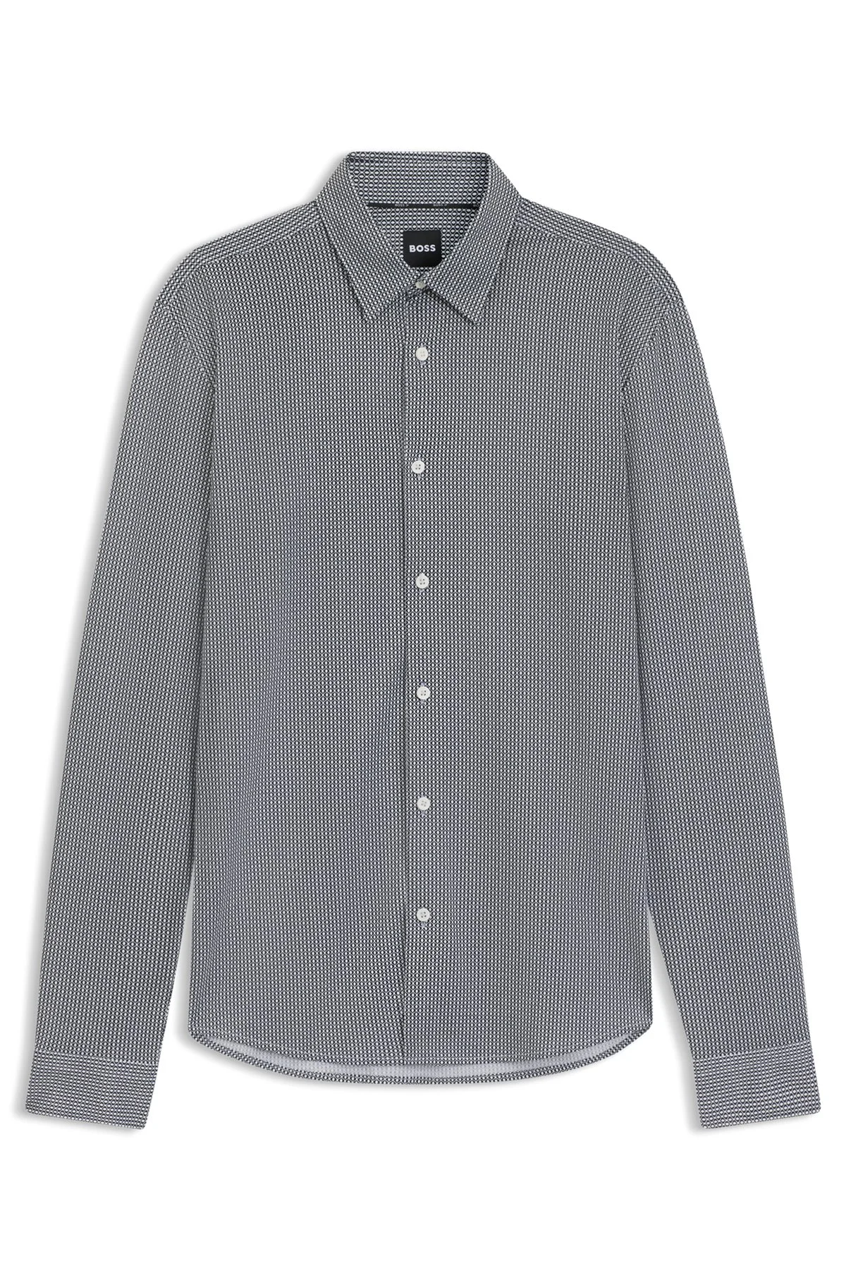 SLIM-FIT SHIRT IN PATTERNED FLEX-WEAVE FABRIC - 1