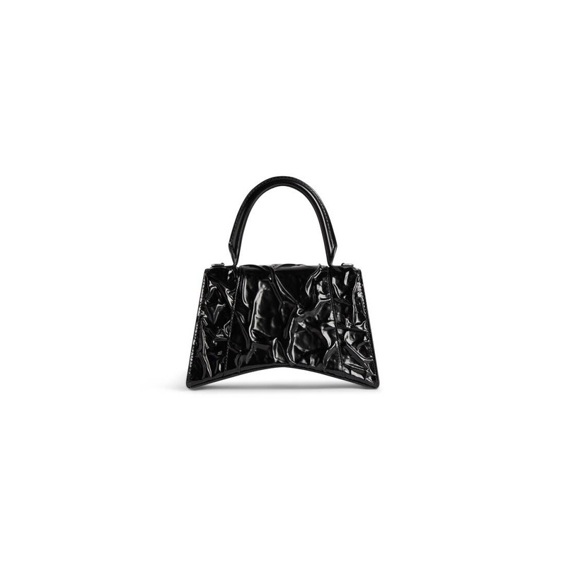 Women's Hourglass Small Handbag Crushed Effect  in Black 4
