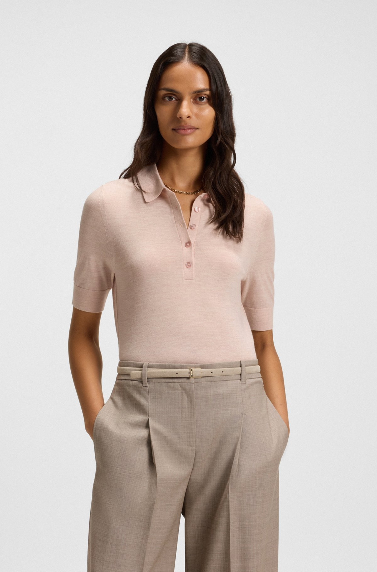 MERINO-WOOL POLO SWEATER WITH FIVE-BUTTON PLACKET - 2