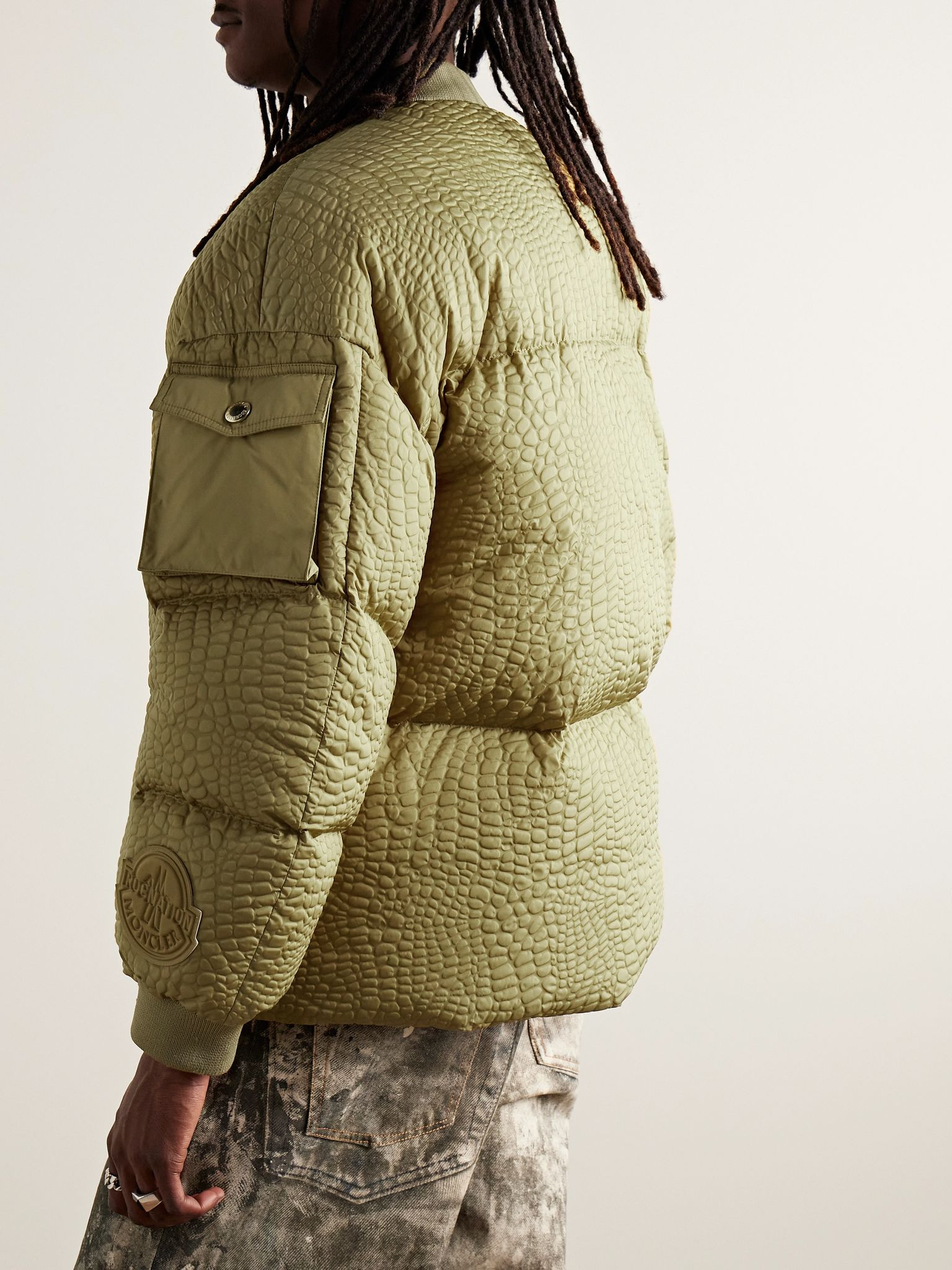 + Roc Nation by Jay-Z Centaurus Croc-Effect Quilted Shell Down Jacket Green - 3