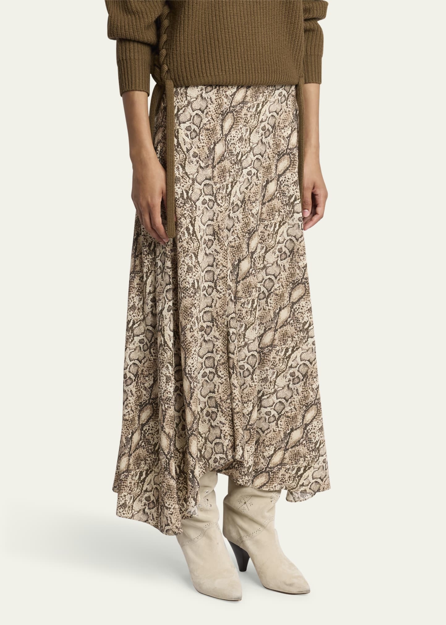 Isabel Marant Sakura Snakeskin-Print A-line Maxi Skirt