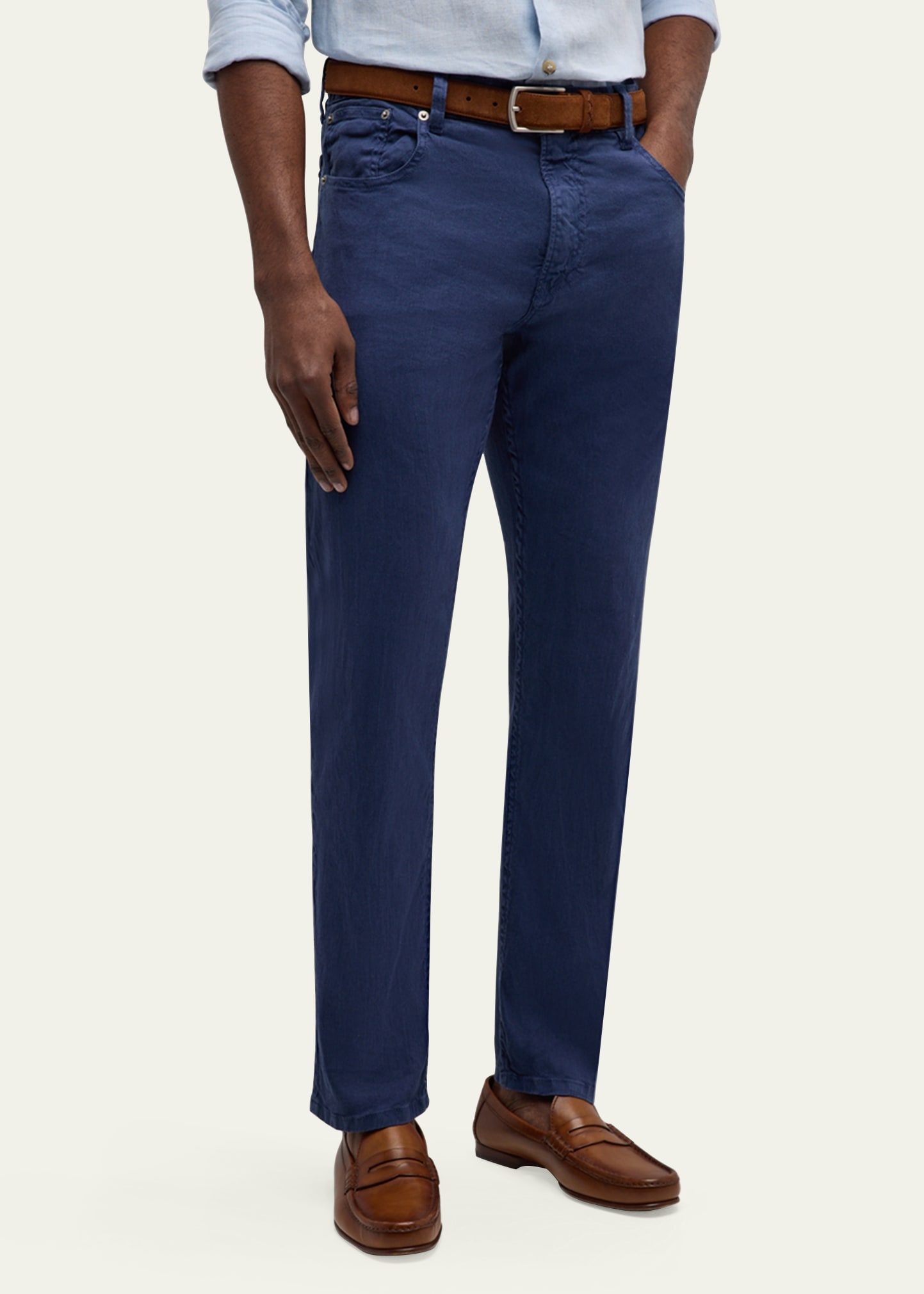 Men's Slim Stretch Linen and Cotton Jeans - 4