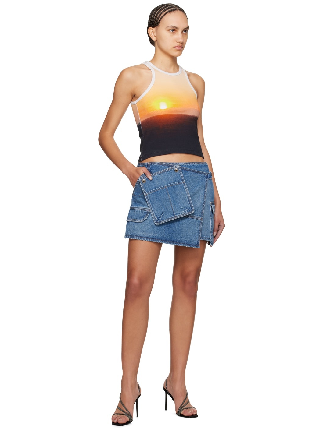 Blue Cargo Denim Miniskirt - 4