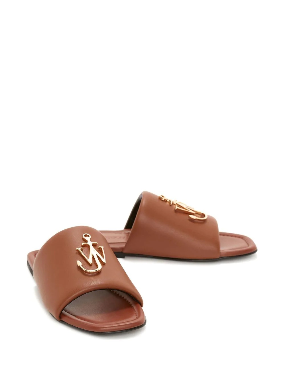 Anchor-logo leather slides - 2