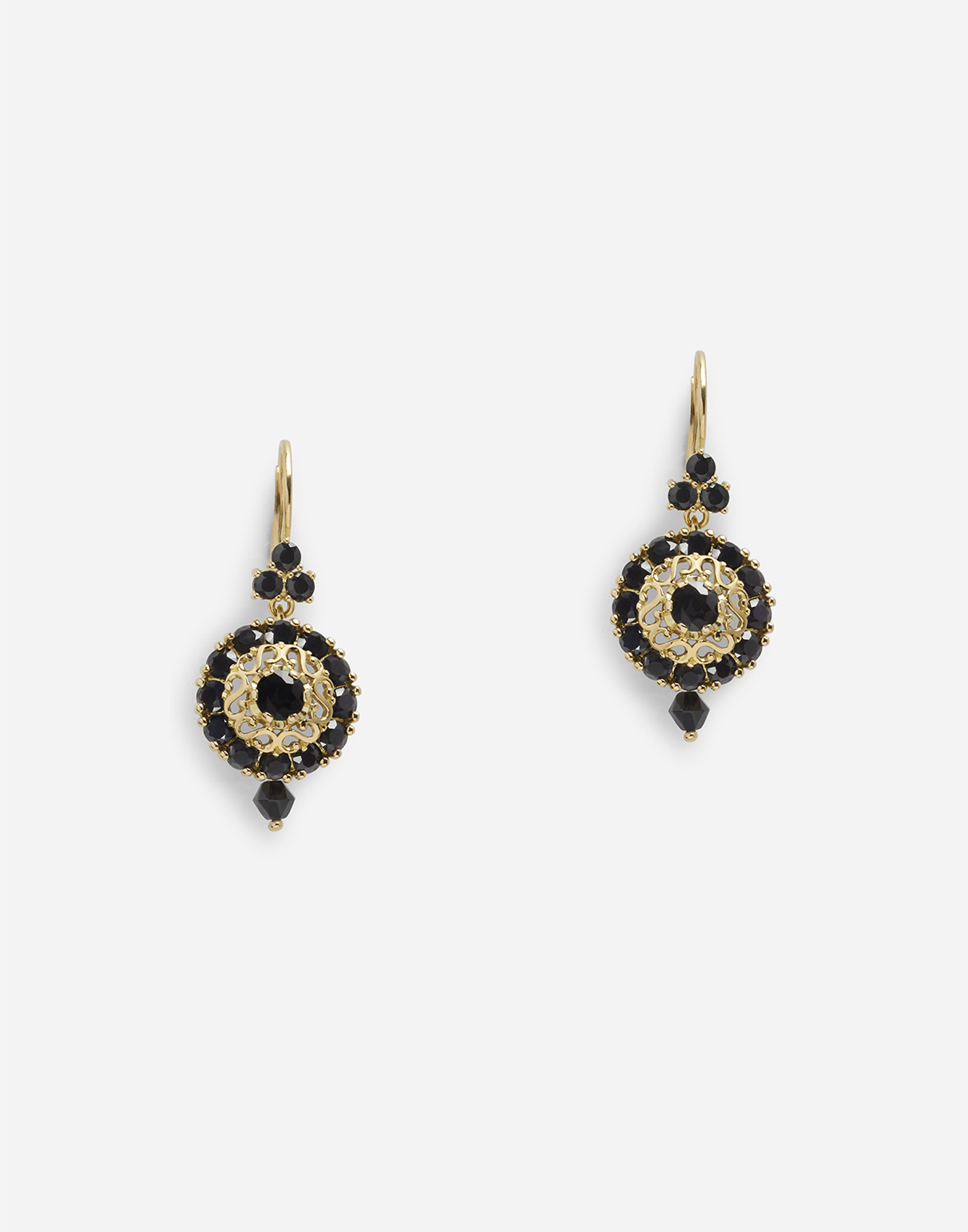 Hook-fastening earrings with black sapphires - 1