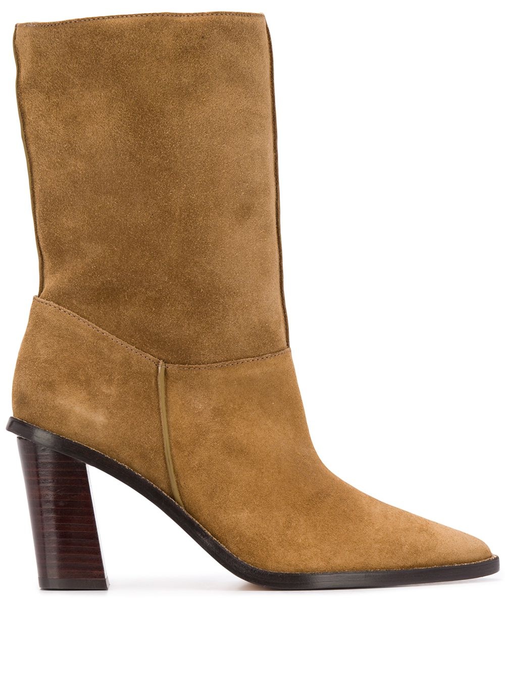 shearling pointed-toe boots - 1