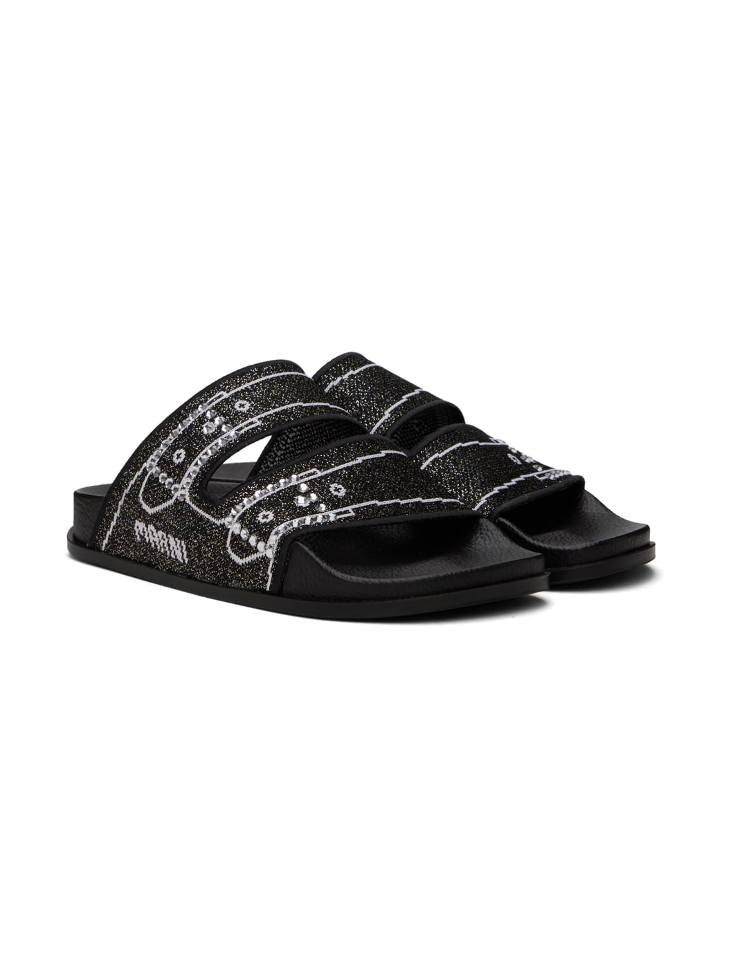 Black Jacquard Sandals - 4