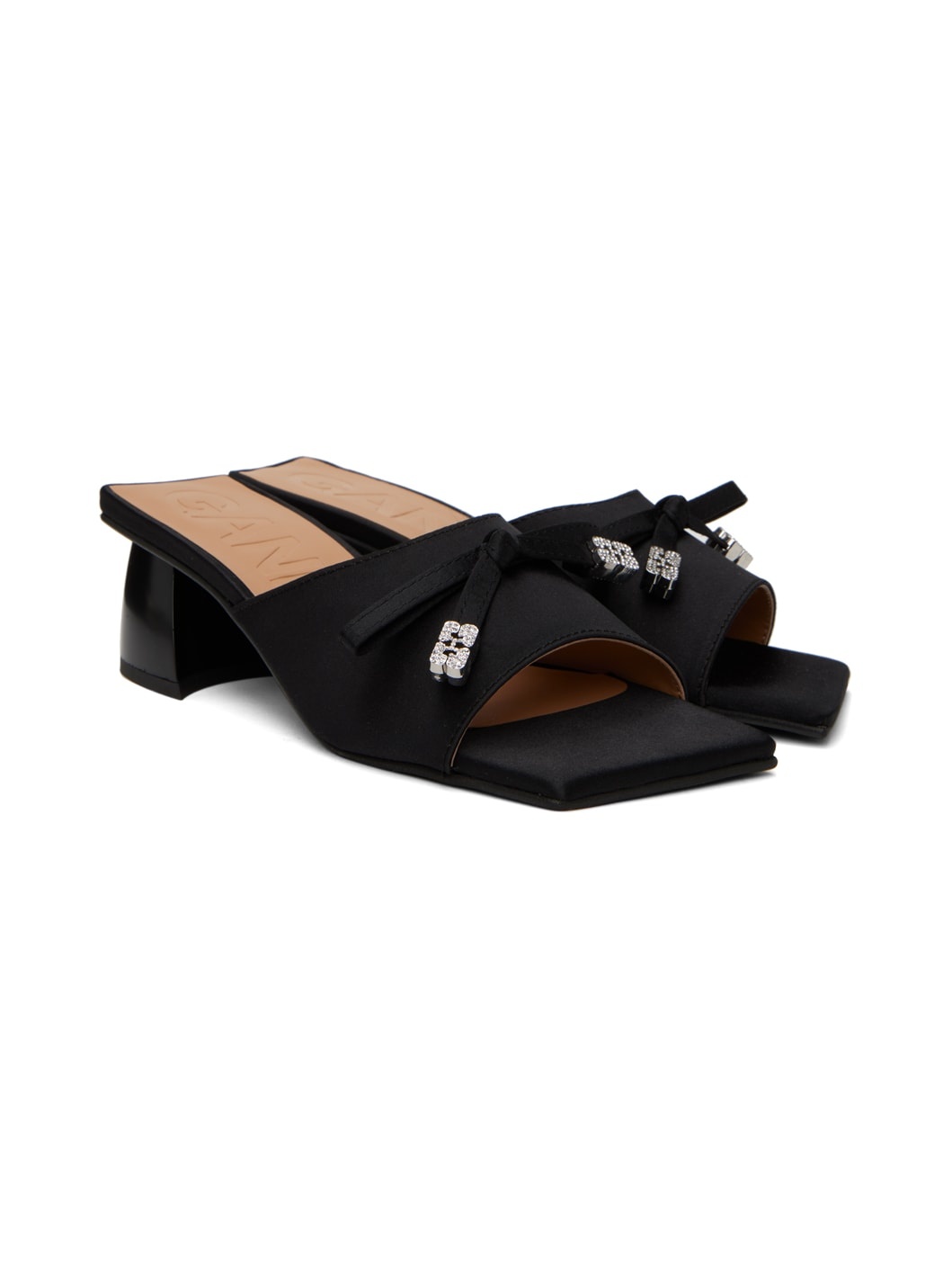 Black Butterfly Bow Mules - 4