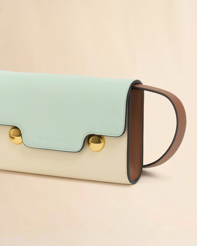 Marni GREEN CREAM AND BROWN LEATHER TRUNKAROO CLUTCH outlook
