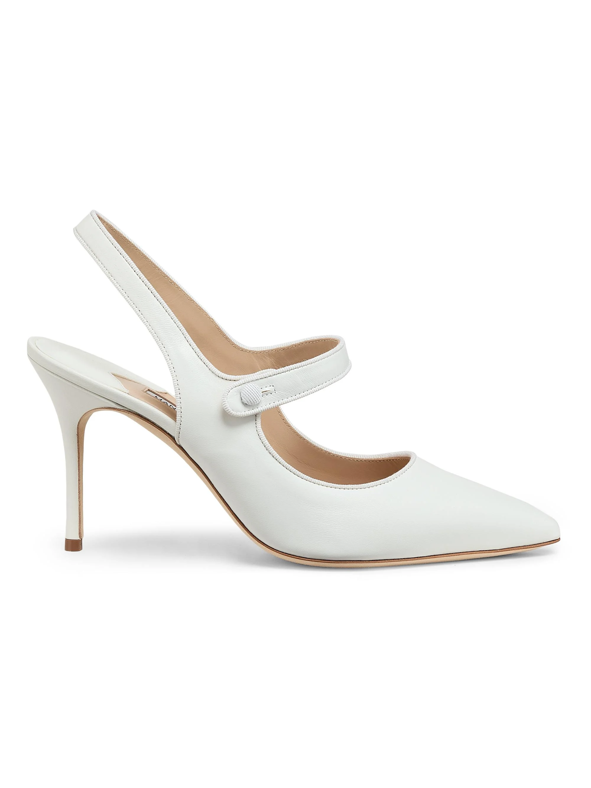 Women's Camparisli 90MM Leather Mary Jane Pumps - White - 1