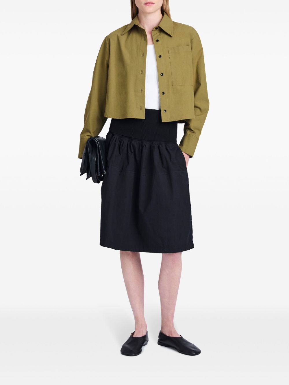 long-sleeve poplin cropped shirt - 2