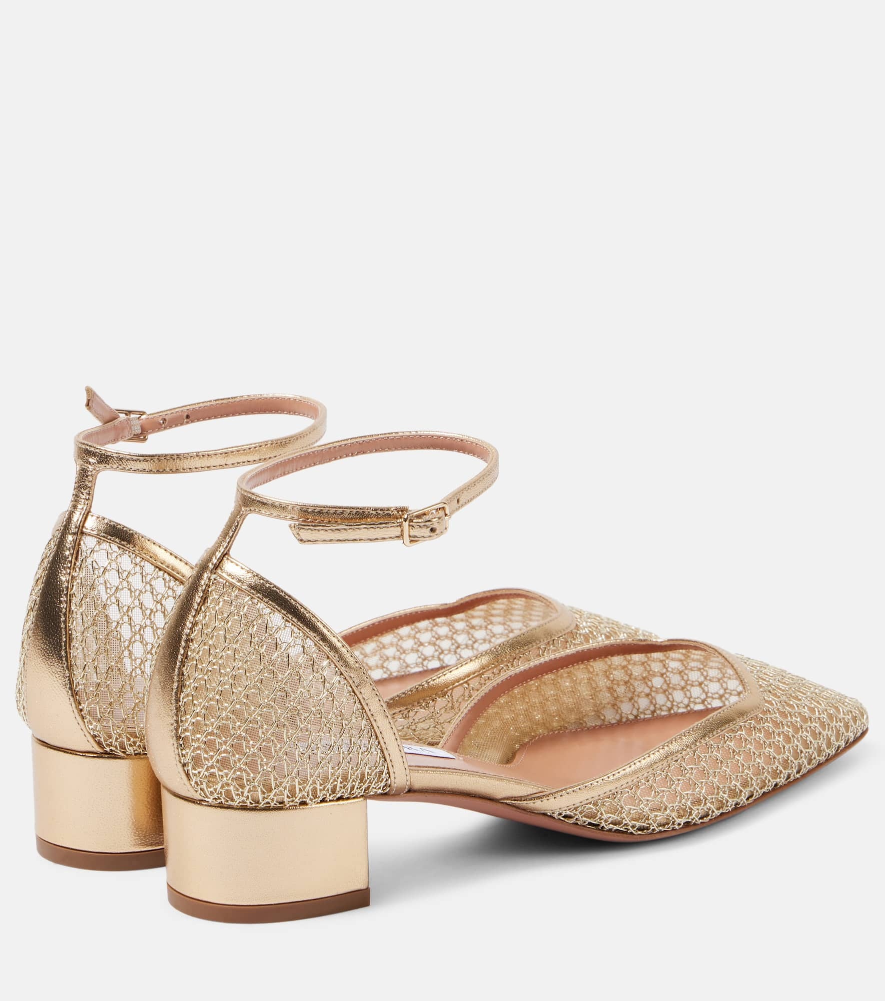 Asha 35 leather-trimmed mesh pumps - 2