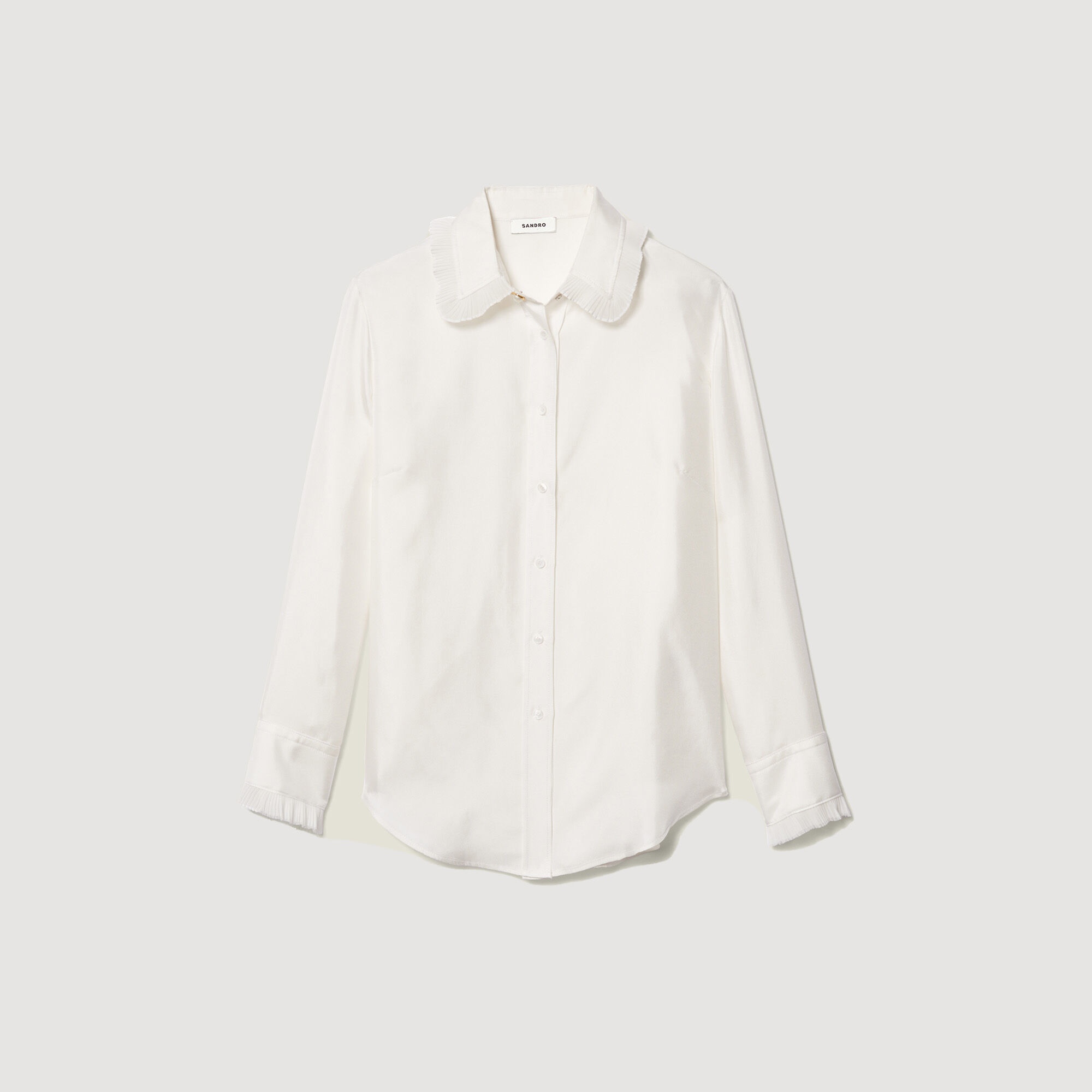 SILK SHIRT WITH PLEATED TRIM - 1