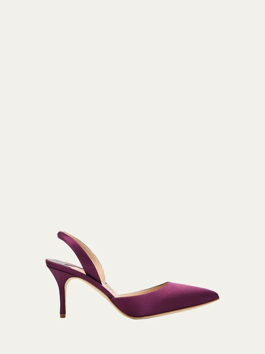 70mm Carolyne Satin Slingback Pumps - 1