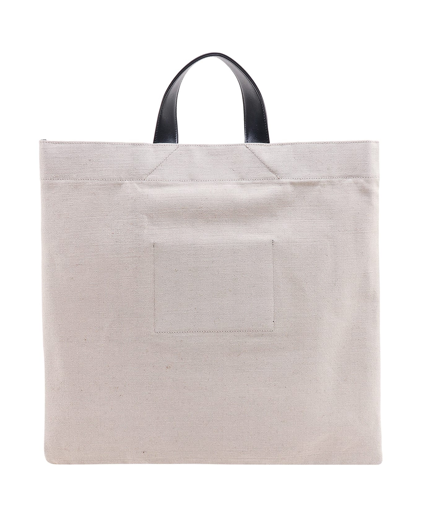 Ecru Cotton Blend Shopping Bag - 2