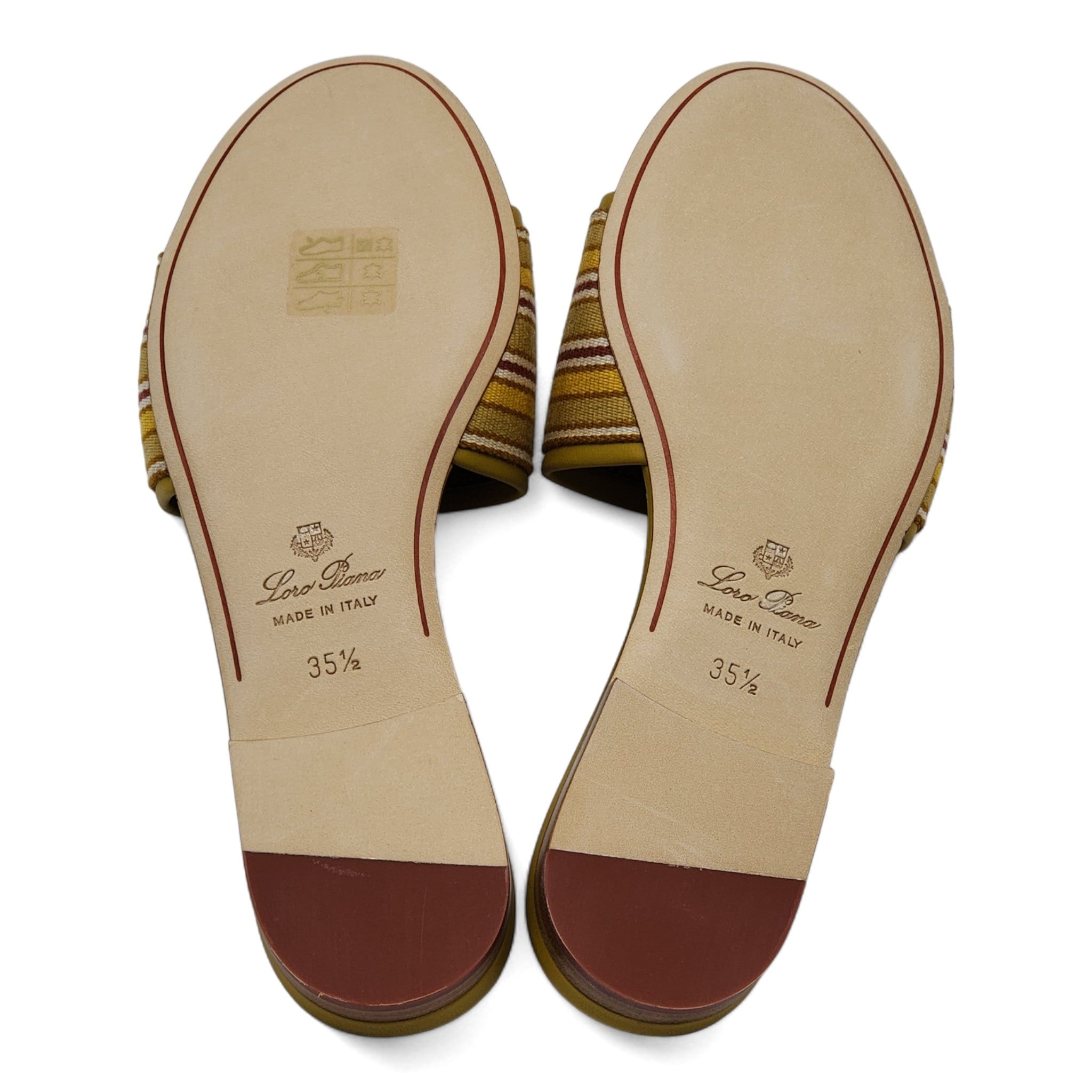 Loro Piana The Suitcase Stripe Flat Sandals in Yellow - 6