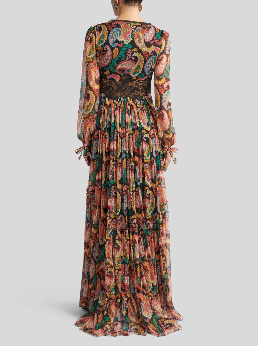 LONG BOHO DRESS WITH PAISLEY AND LACE - 4