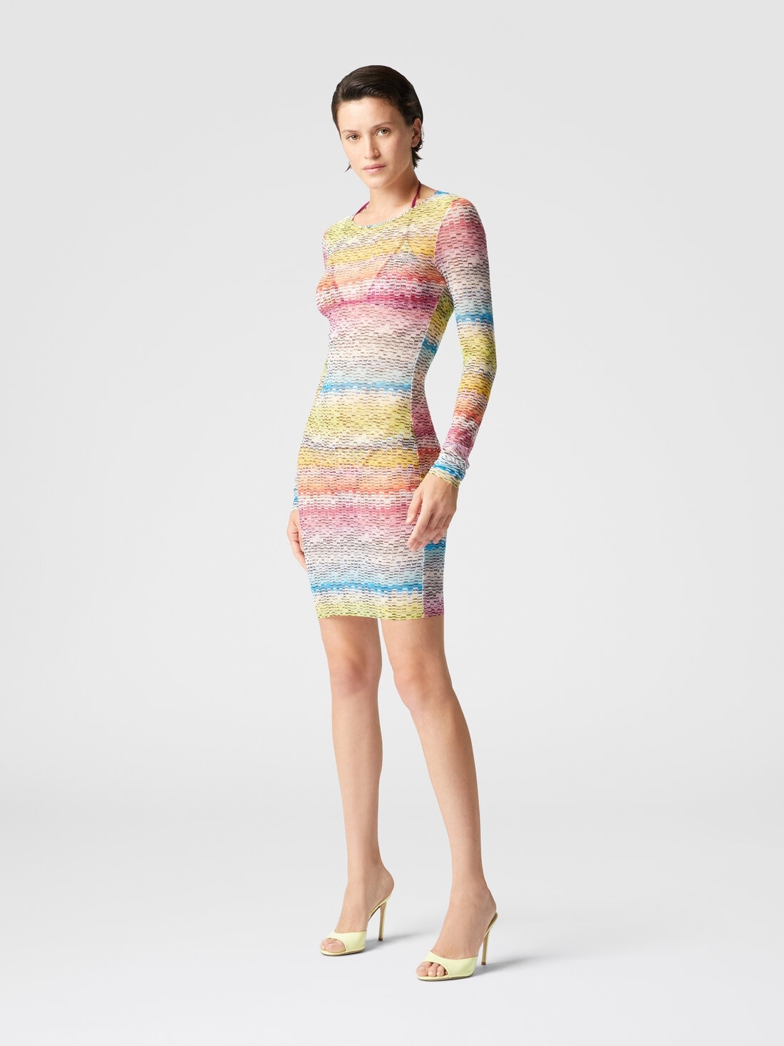 Long-sleeved dress in printed tulle - 2