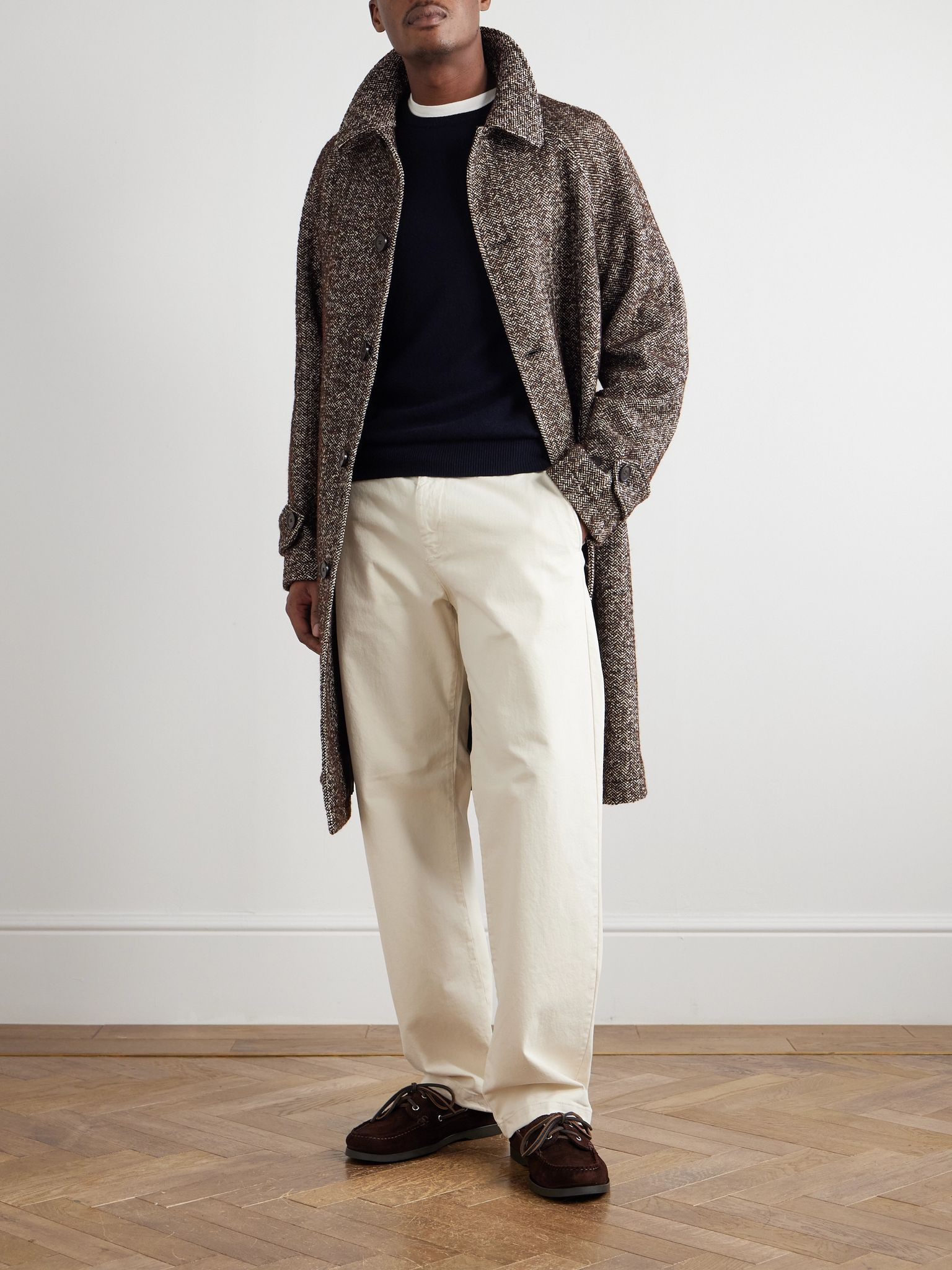 Hudson Herringbone Woven Coat Brown - 2