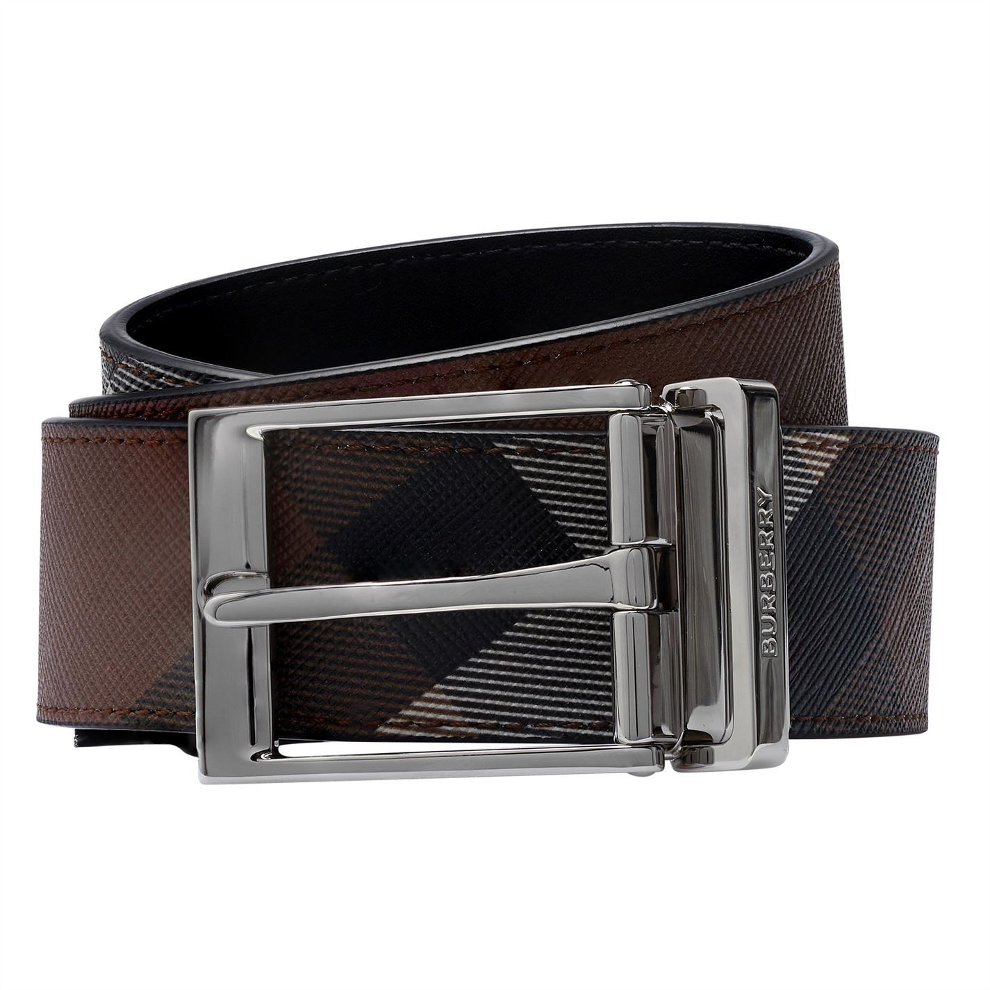 CHECK COTTON AND LEATHER BELT - 1