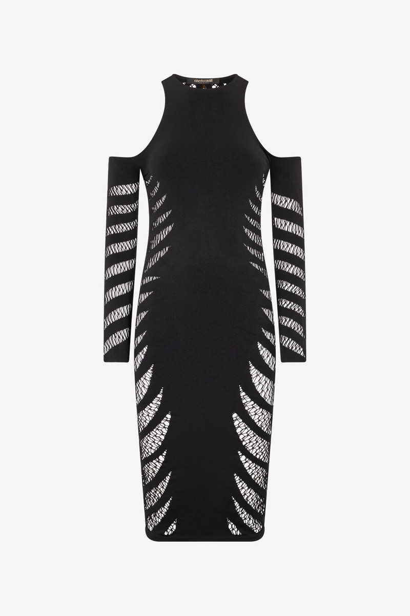Midi Dress With Perforated Pattern 1