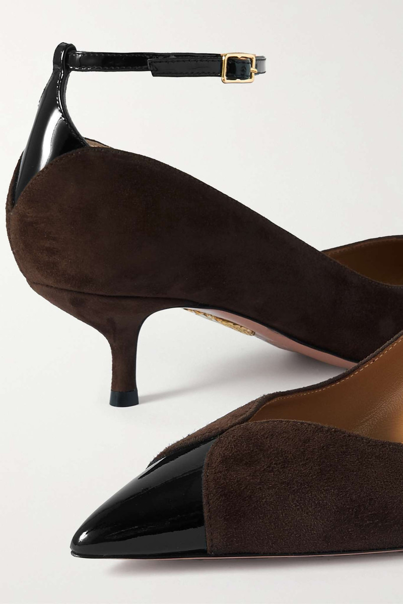 Pinot 50 patent leather-trimmed suede pumps 4