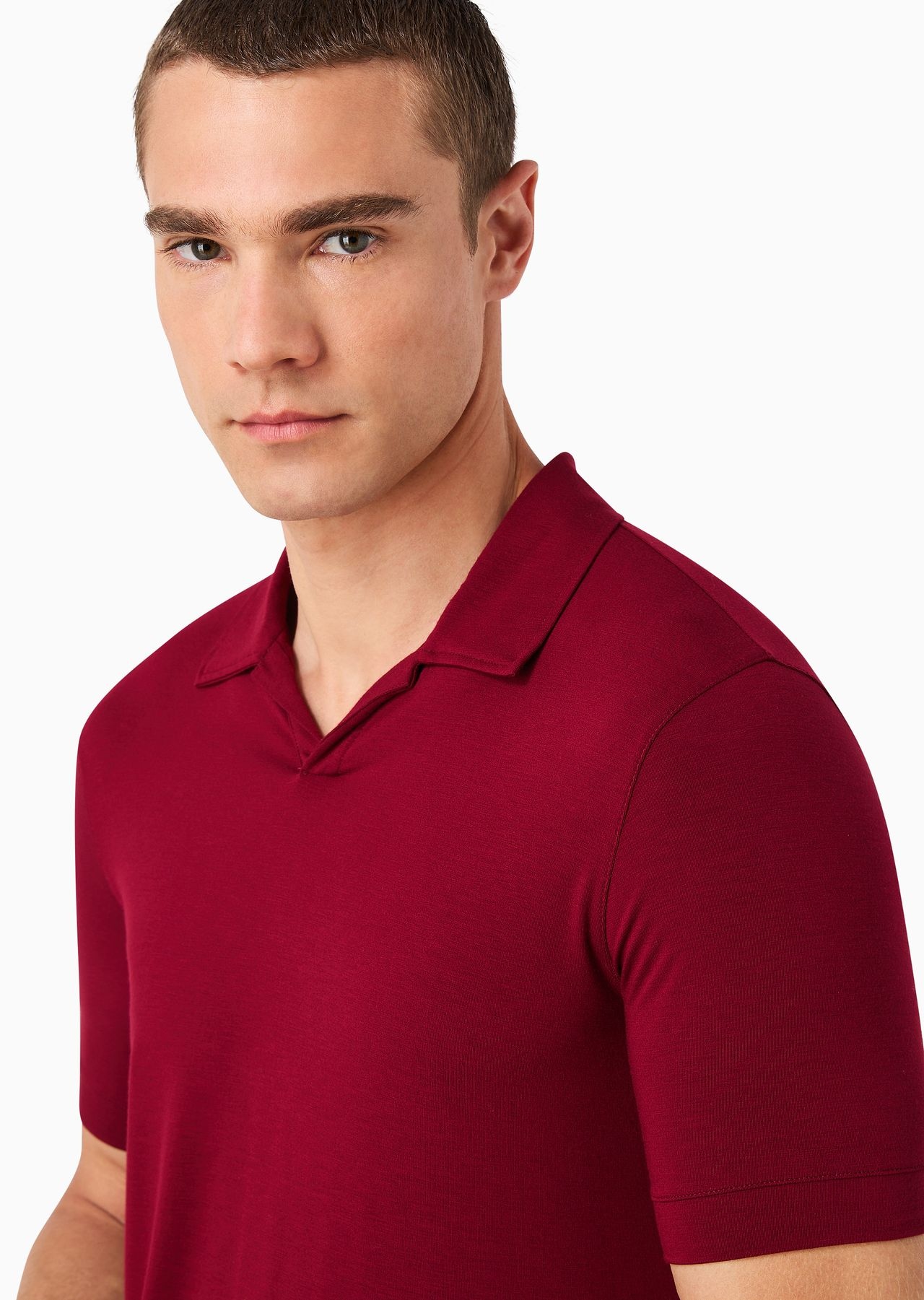 Stretch viscose jersey short-sleeved polo shirt - 9