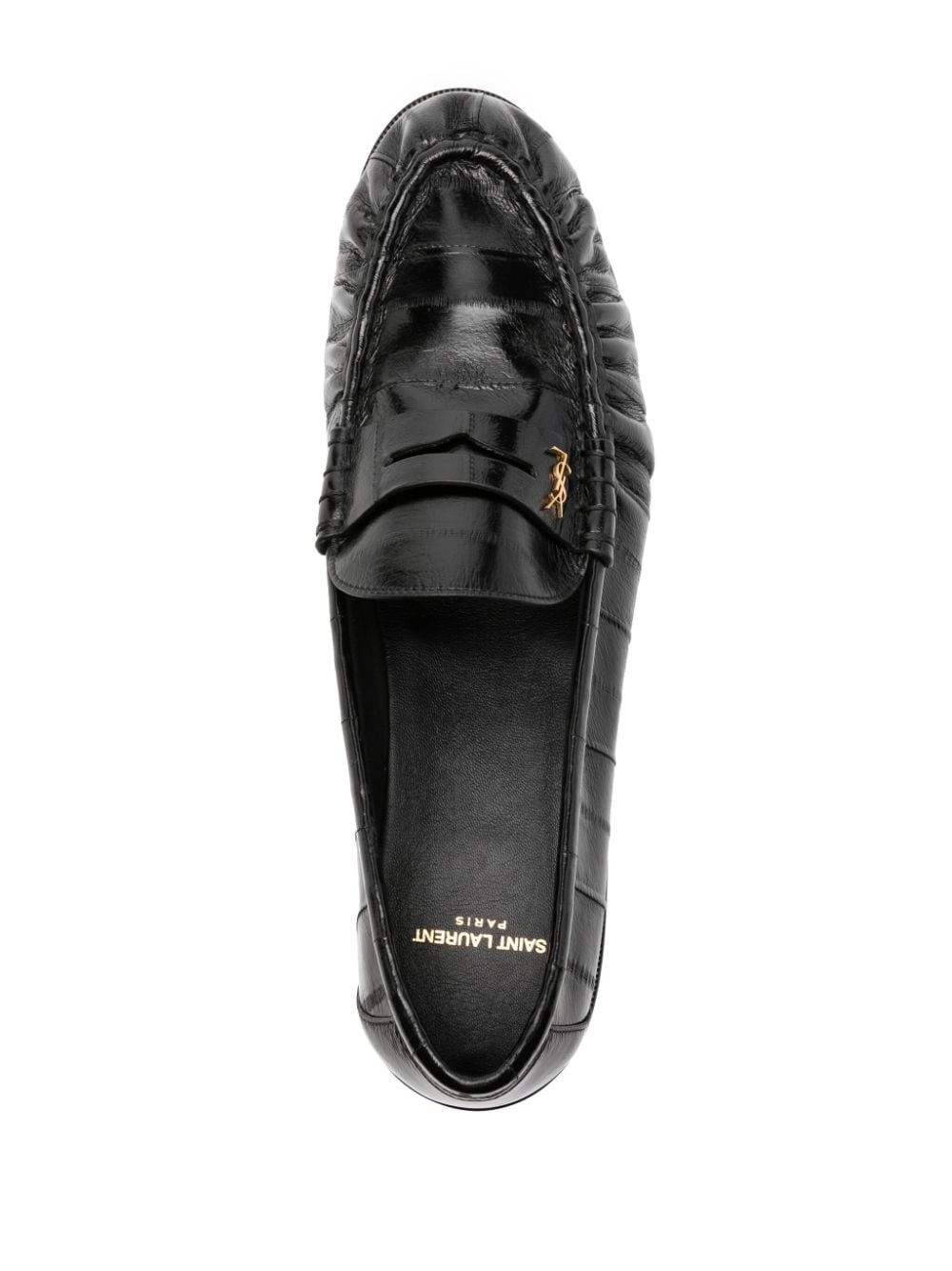logo-plaque leather loafers - 4