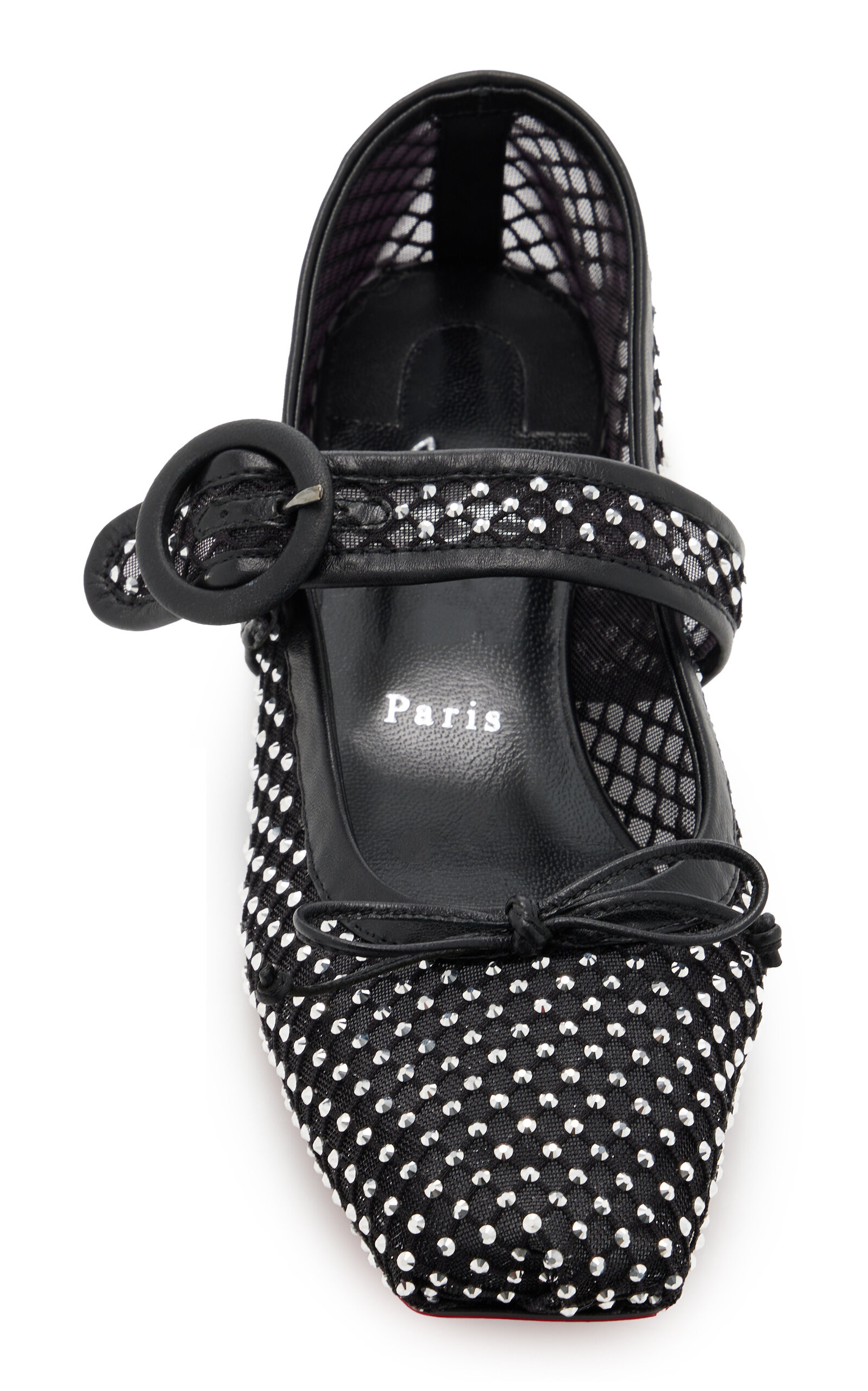 Mamastrapitina Crystal-Embellished Mesh Ballet Flats black - 3