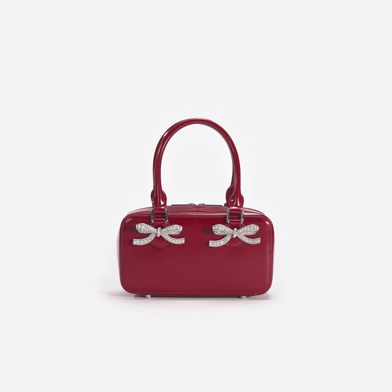 Burgundy Leather Mini Tote Bag 1