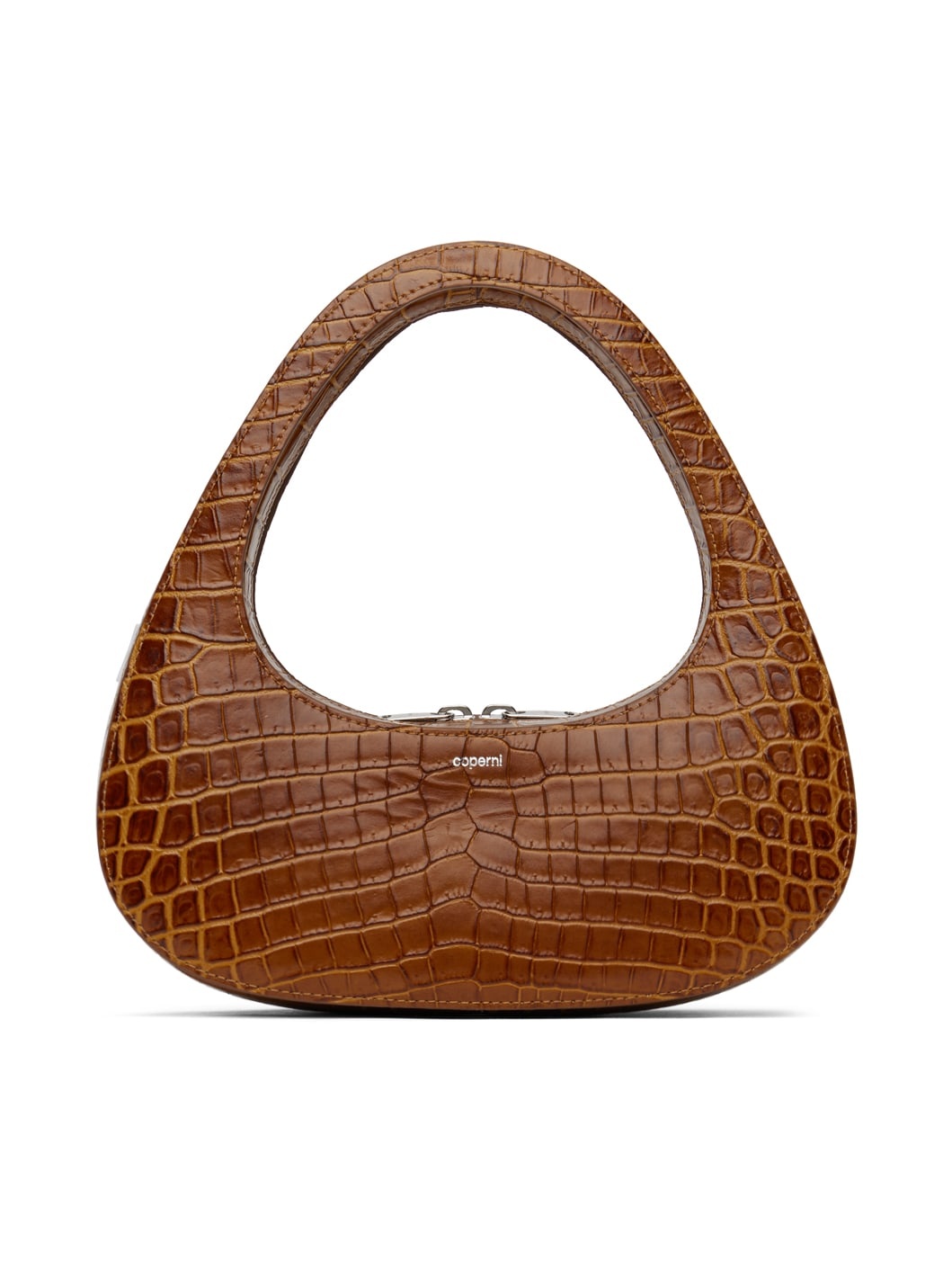 Brown Croco Baguette Swipe Bag - 1