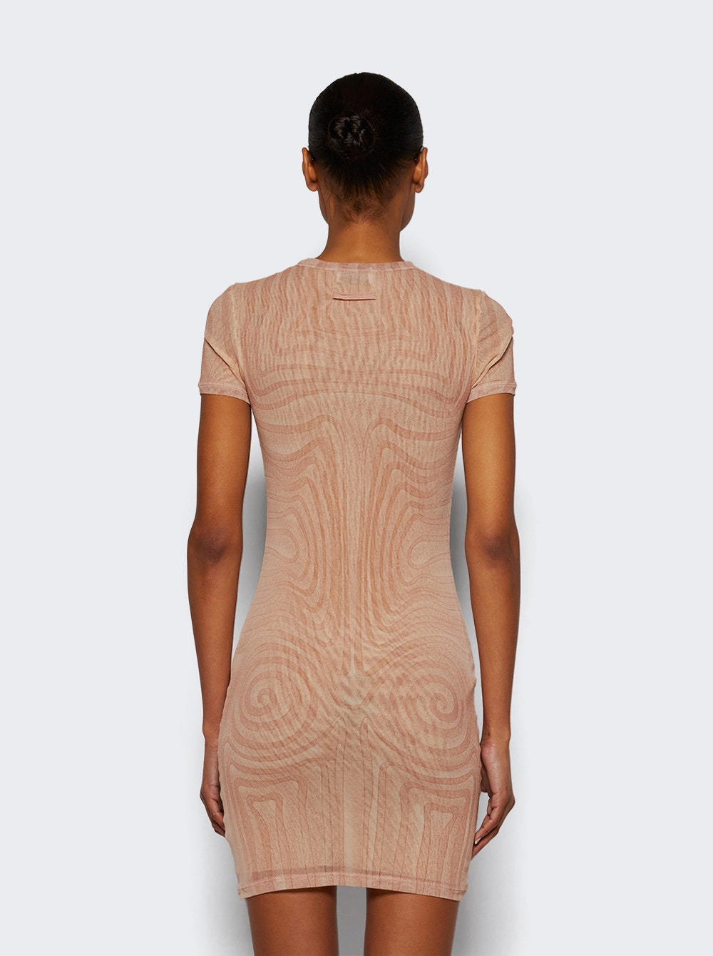 Sheer Mesh Spiral Print Dress Pale Pink - 4