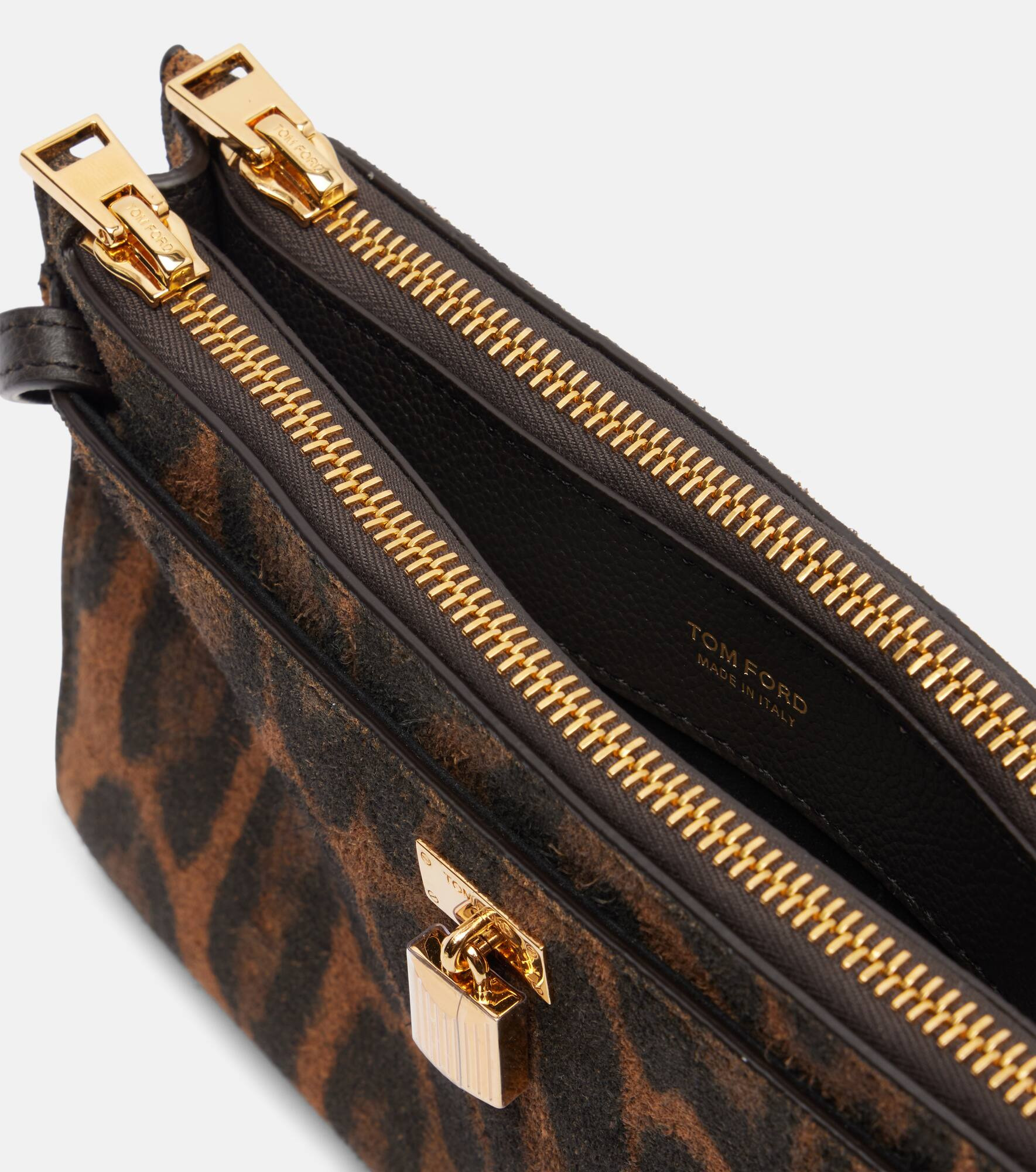 Padlock leopard-print suede crossbody bag - 3