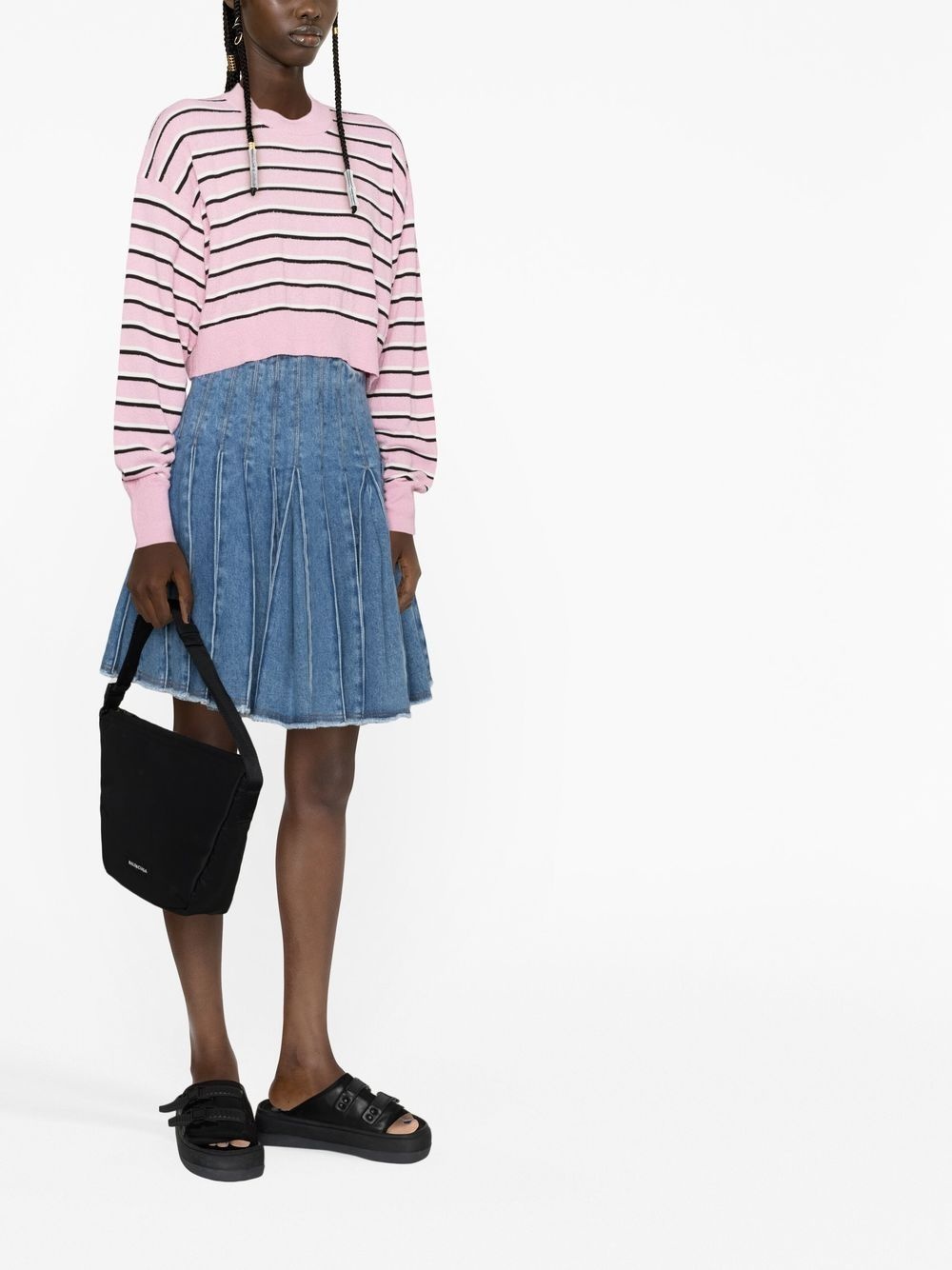 striped cropped jumper - 4