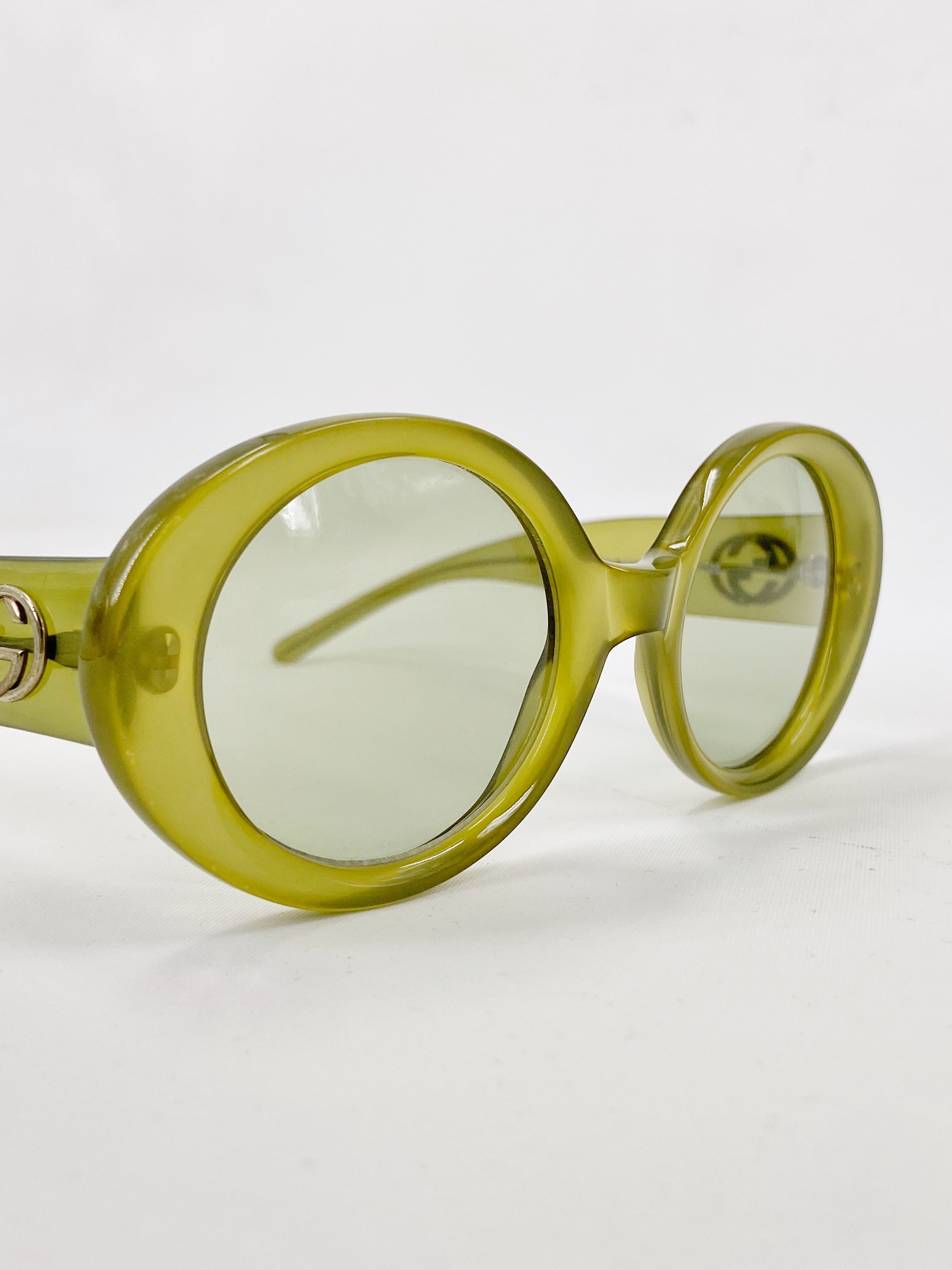 Gucci Fall 1995 Tom Ford Olive Green Oversized Oval Sunglasses - 3