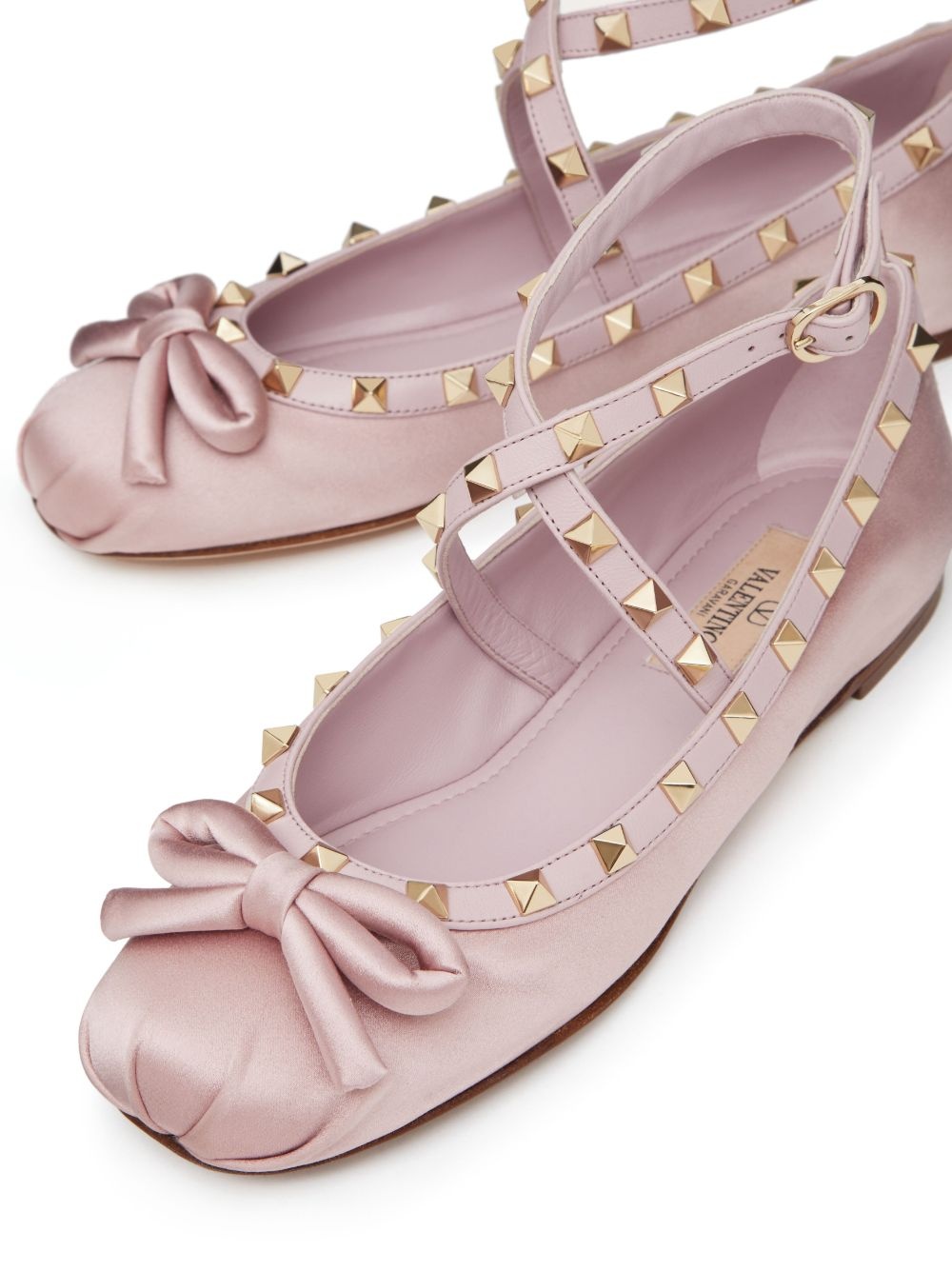 Rockstud-strap satin ballerinas - 5