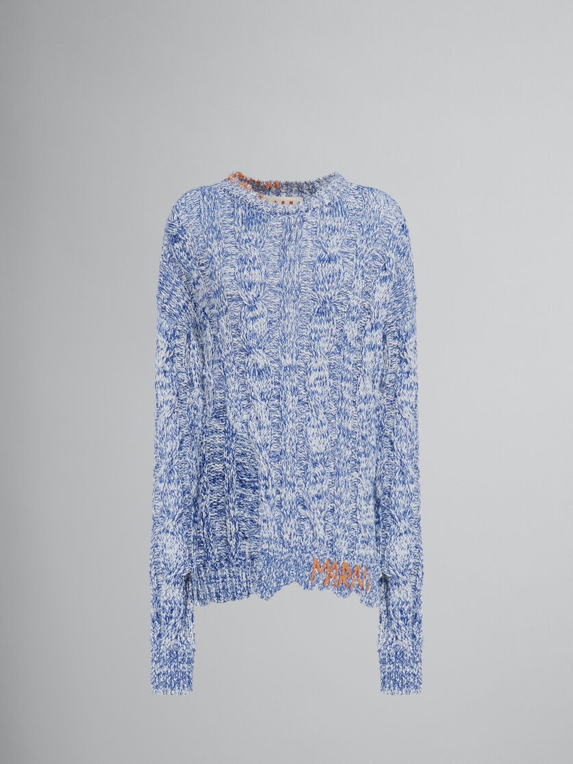 BLUE MOULINÉ JUMPER WITH NIBBLED EDGES - 1