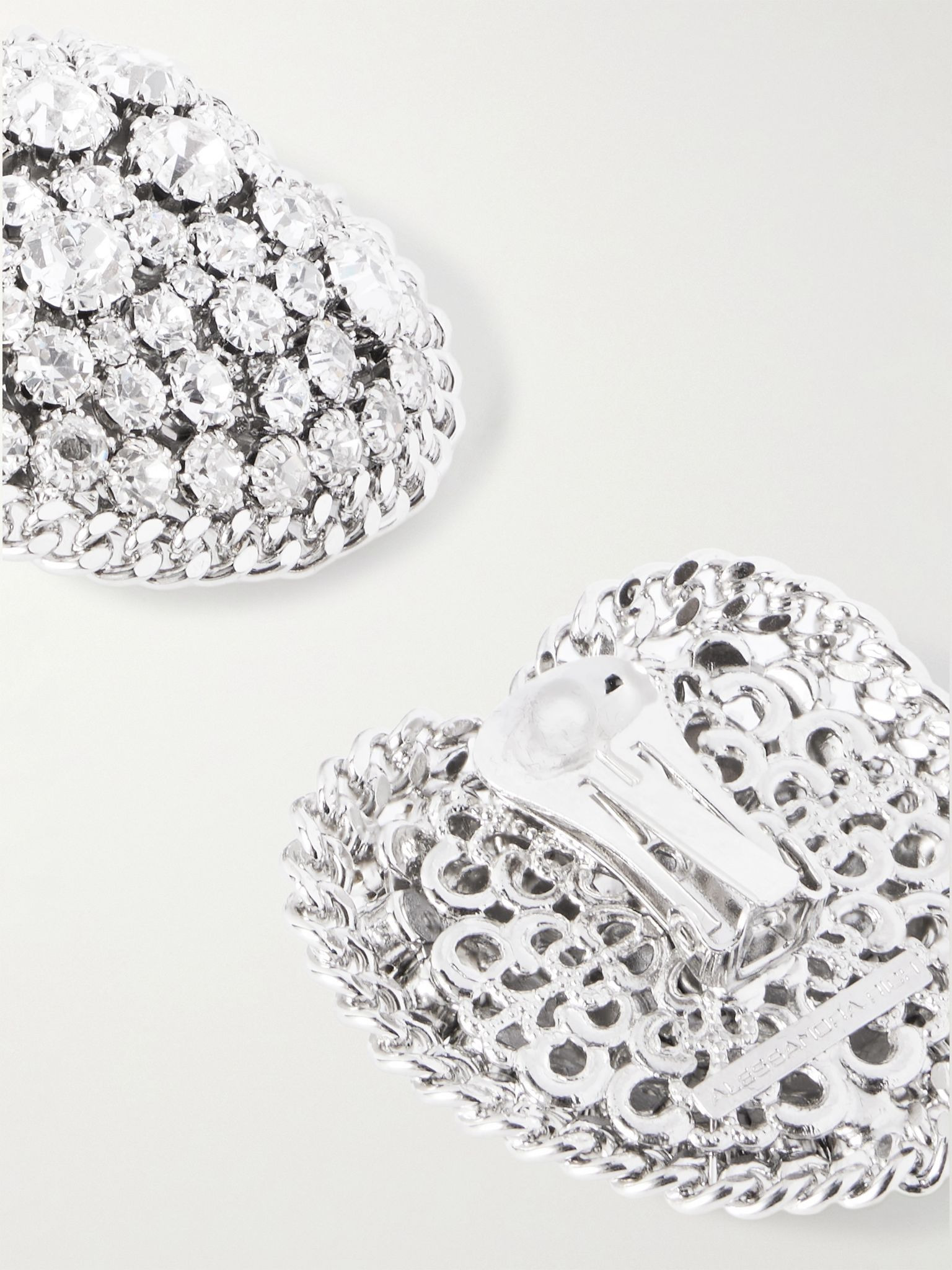 Silver-tone crystal clip earrings Silver - 3