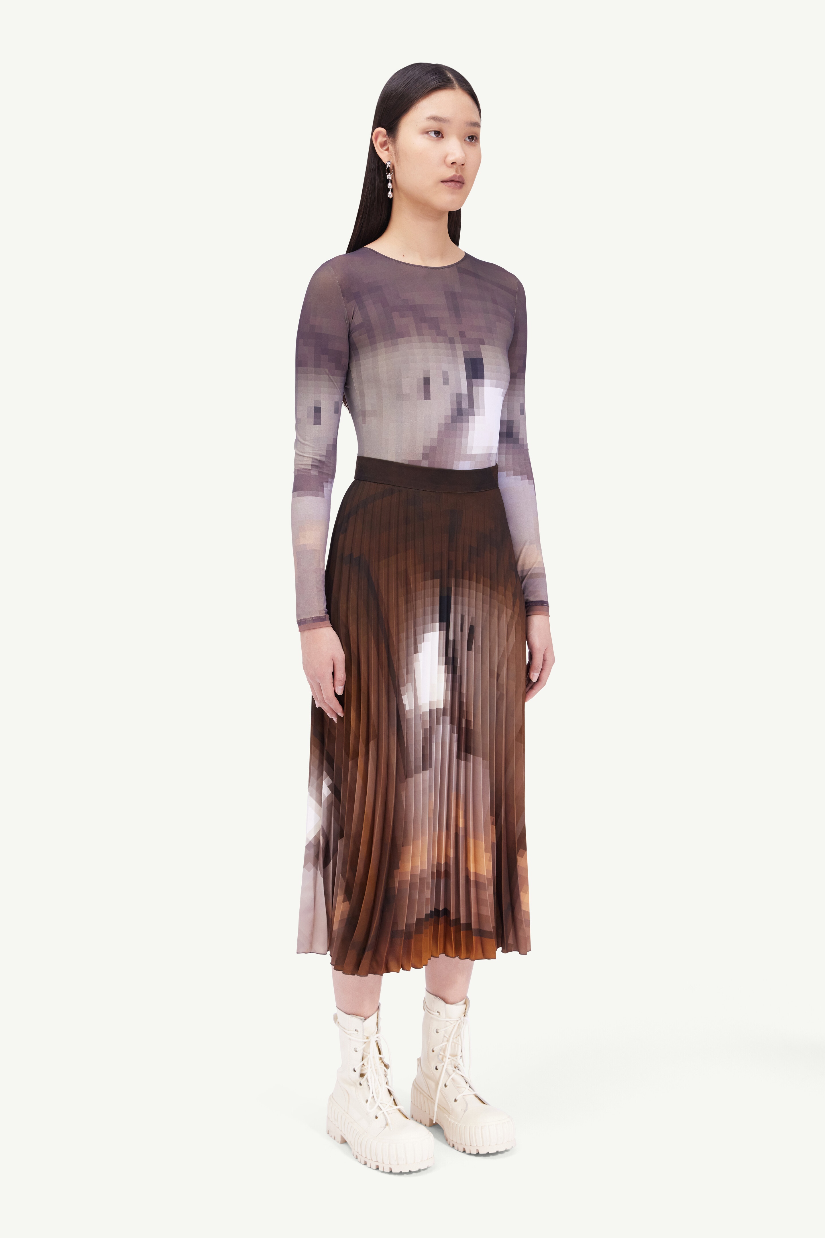 Pixelated pleated skirt - 3