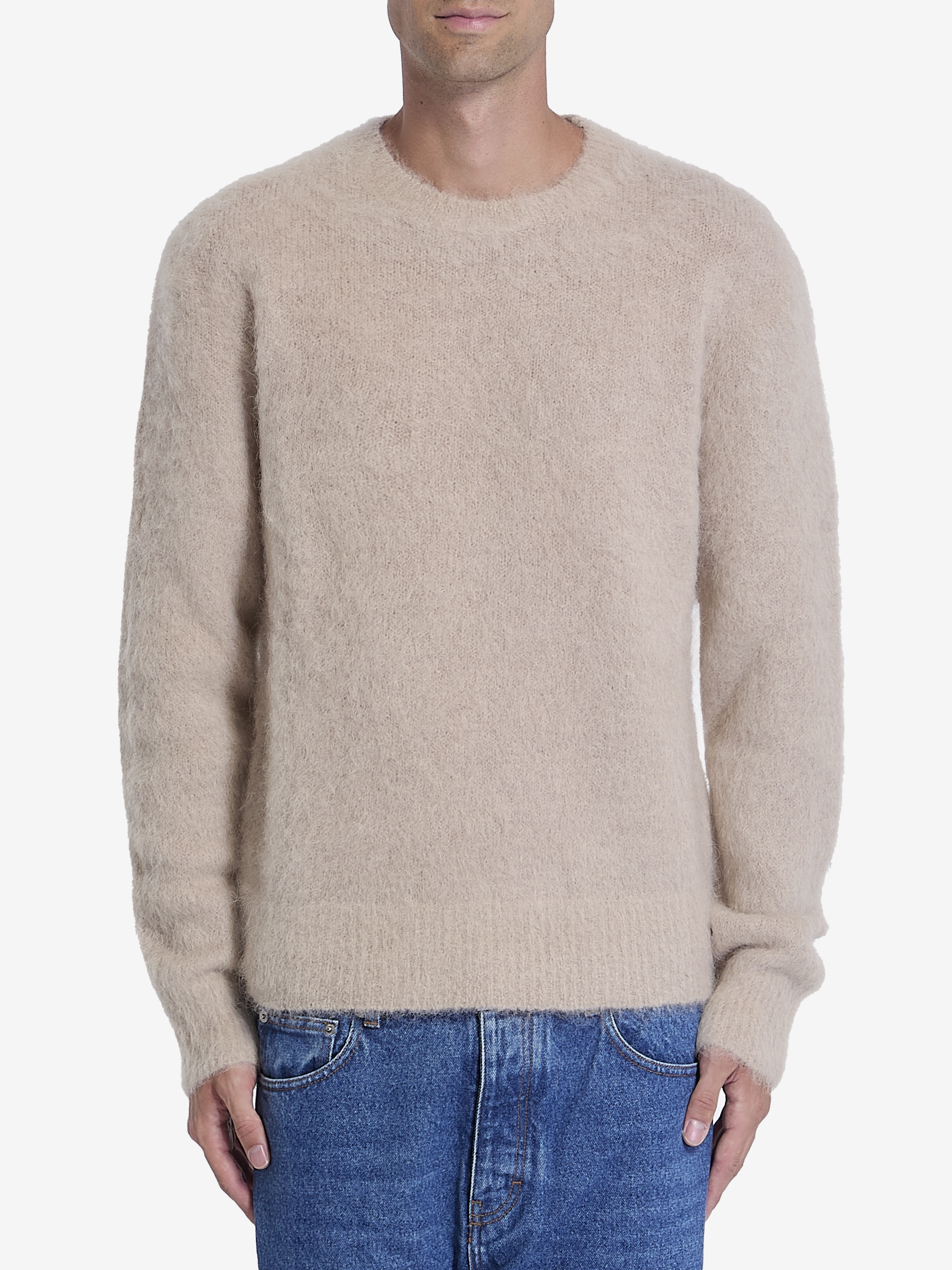 AMI Paris Beige brushed sweater | leam | REVERSIBLE