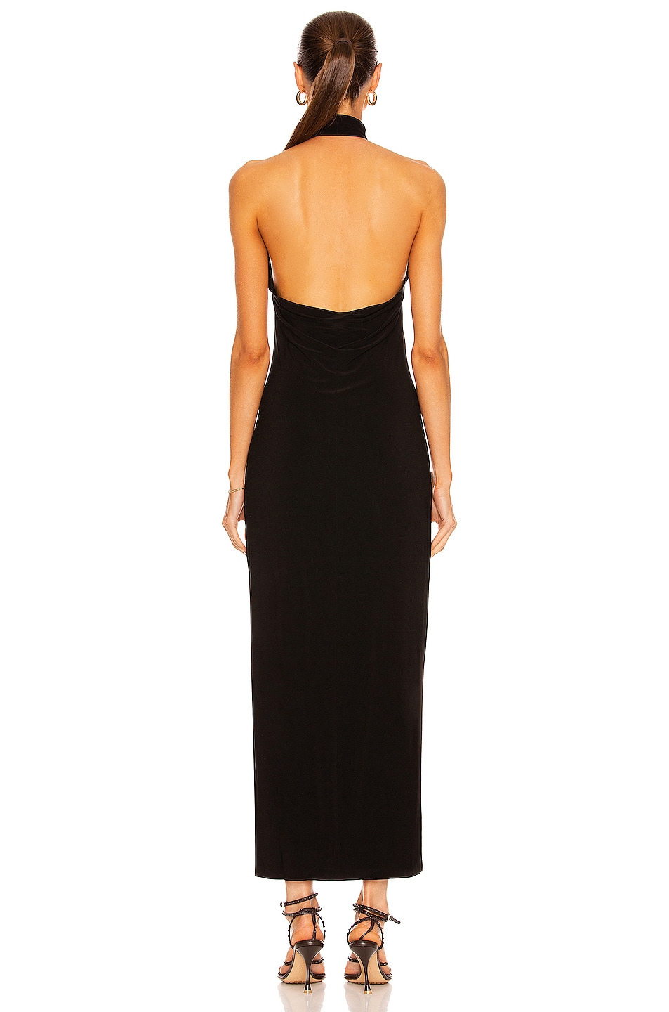 Halter Turtleneck Side Slit Gown - 4