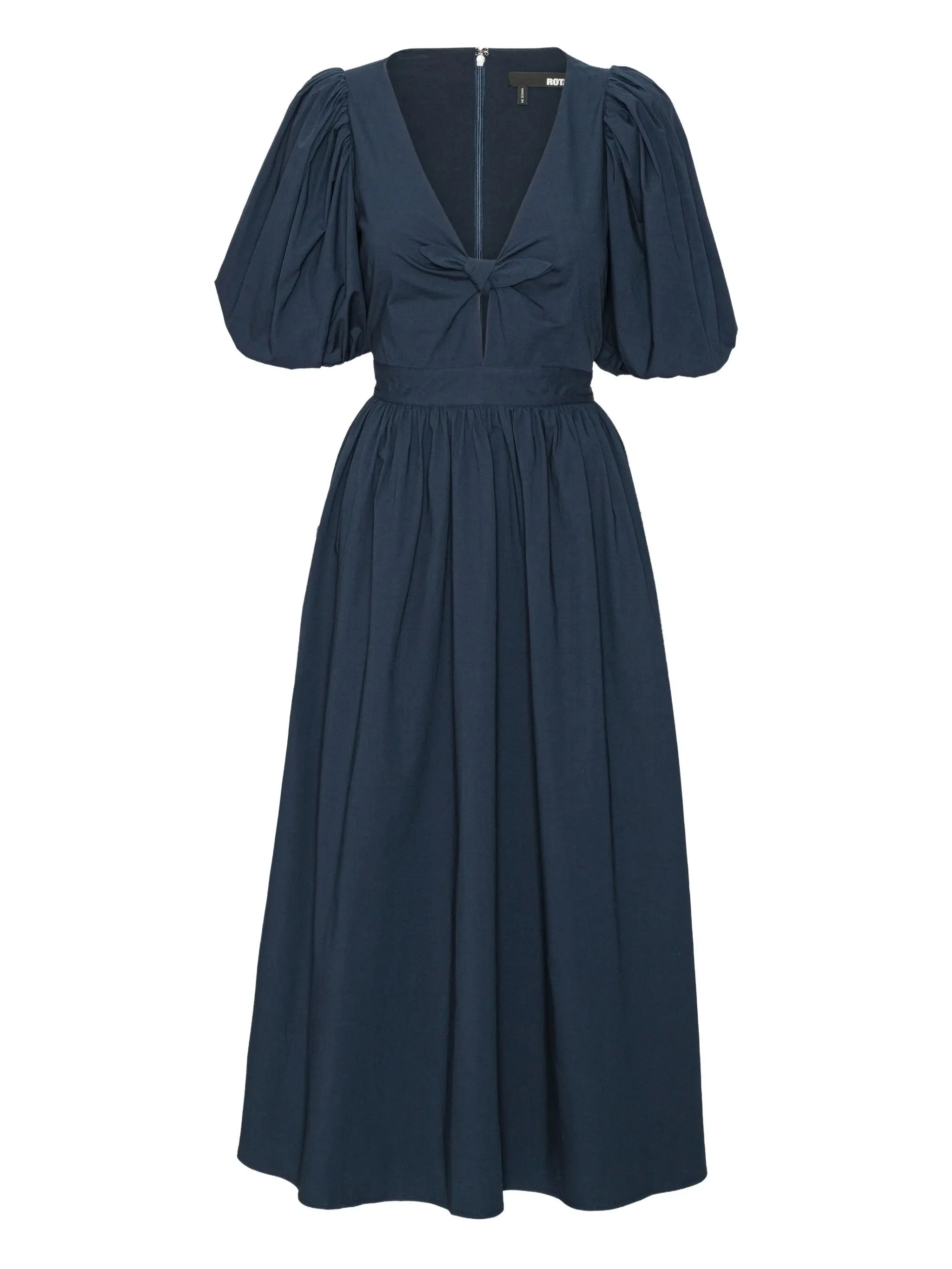 puff-sleeve midi dress - 1