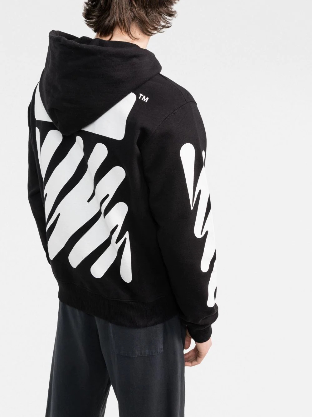 Wave diag print zip-up hoodie - 3