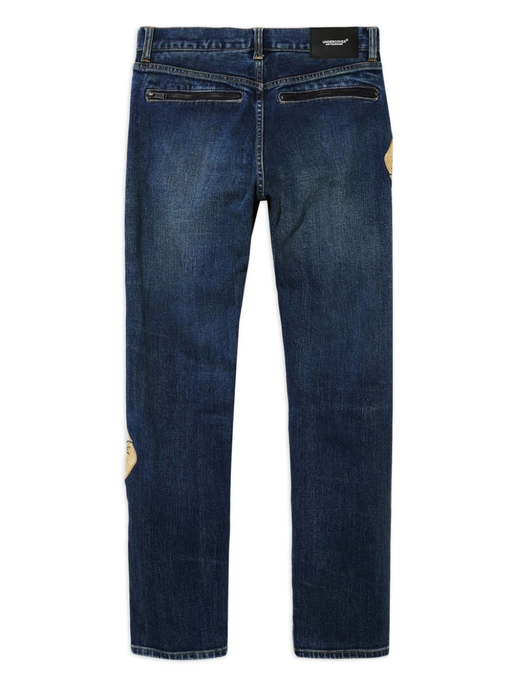 motif-embroidered straight-leg jeans - 3