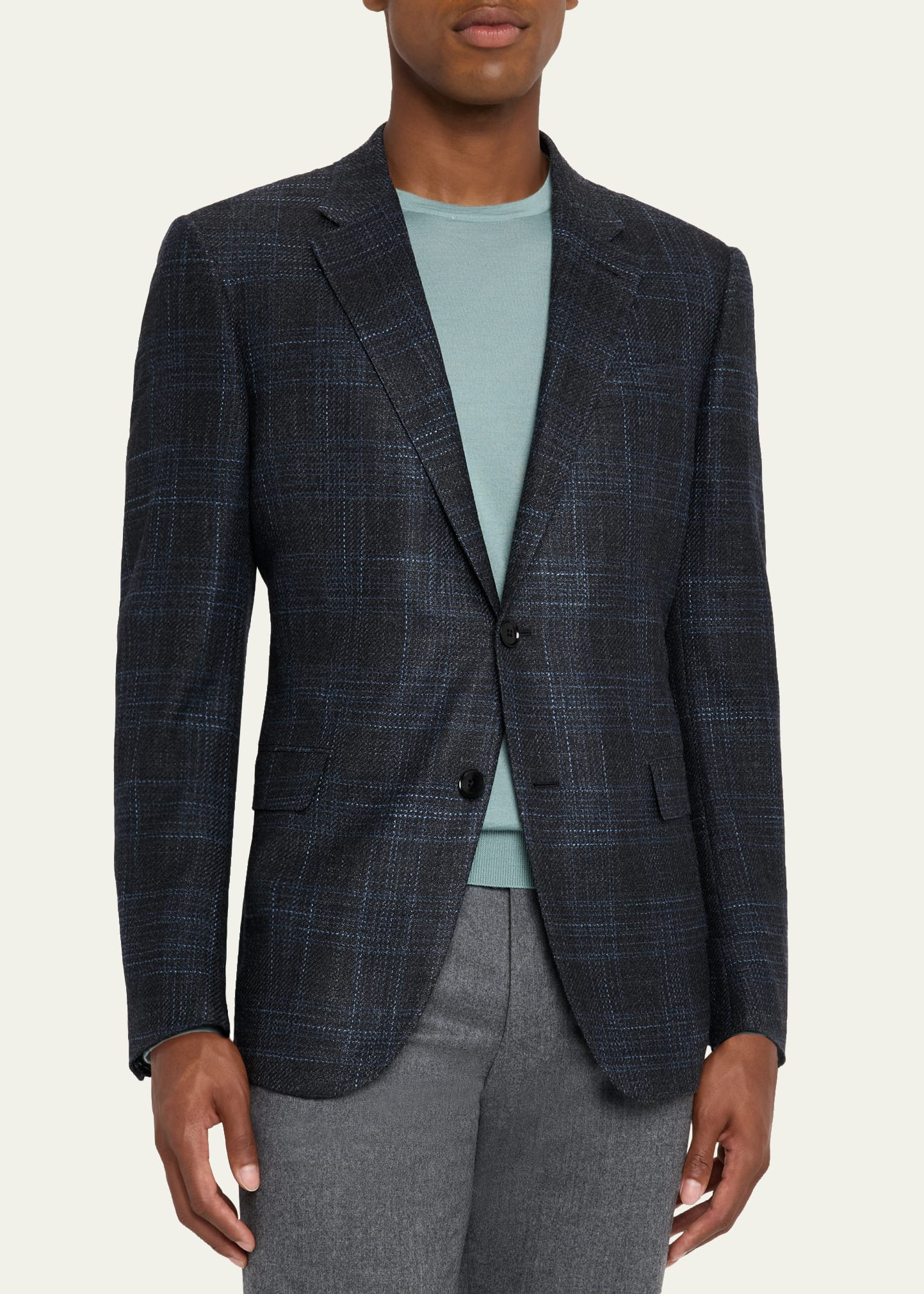 Men's Plaid Winter Crossover Single-Breasted Sport Coat - 4
