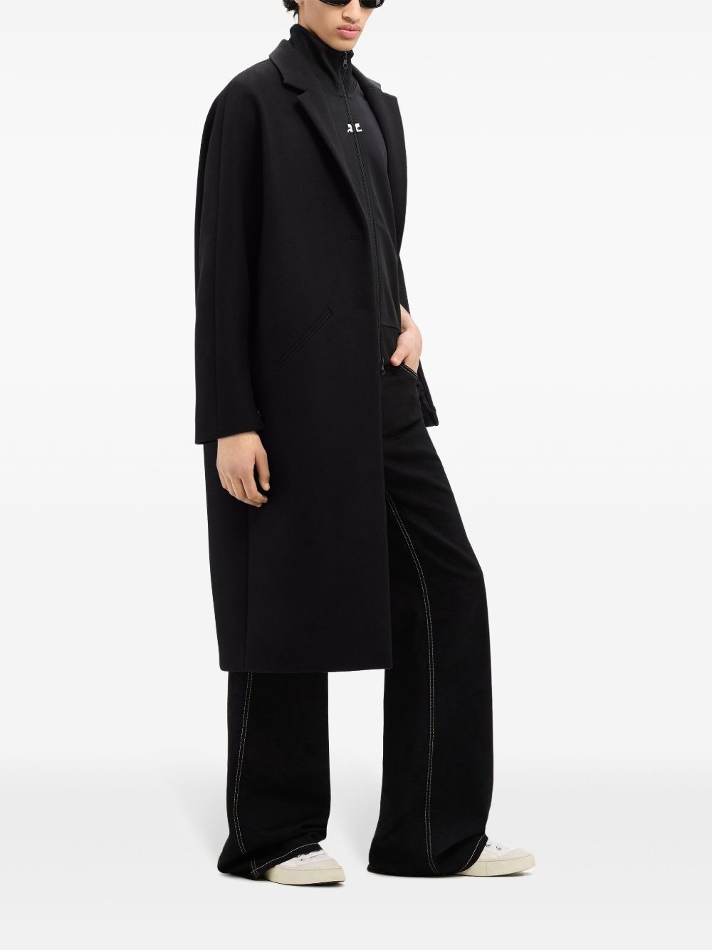 Cocoon logo-appliqué coat - 4