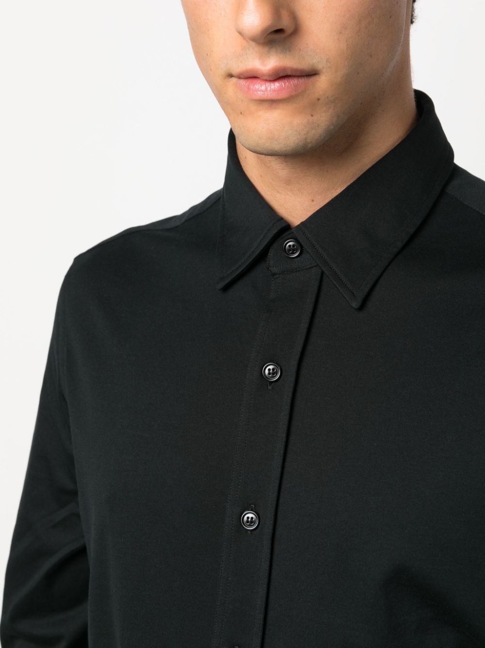 spread-collar cotton shirt - 5