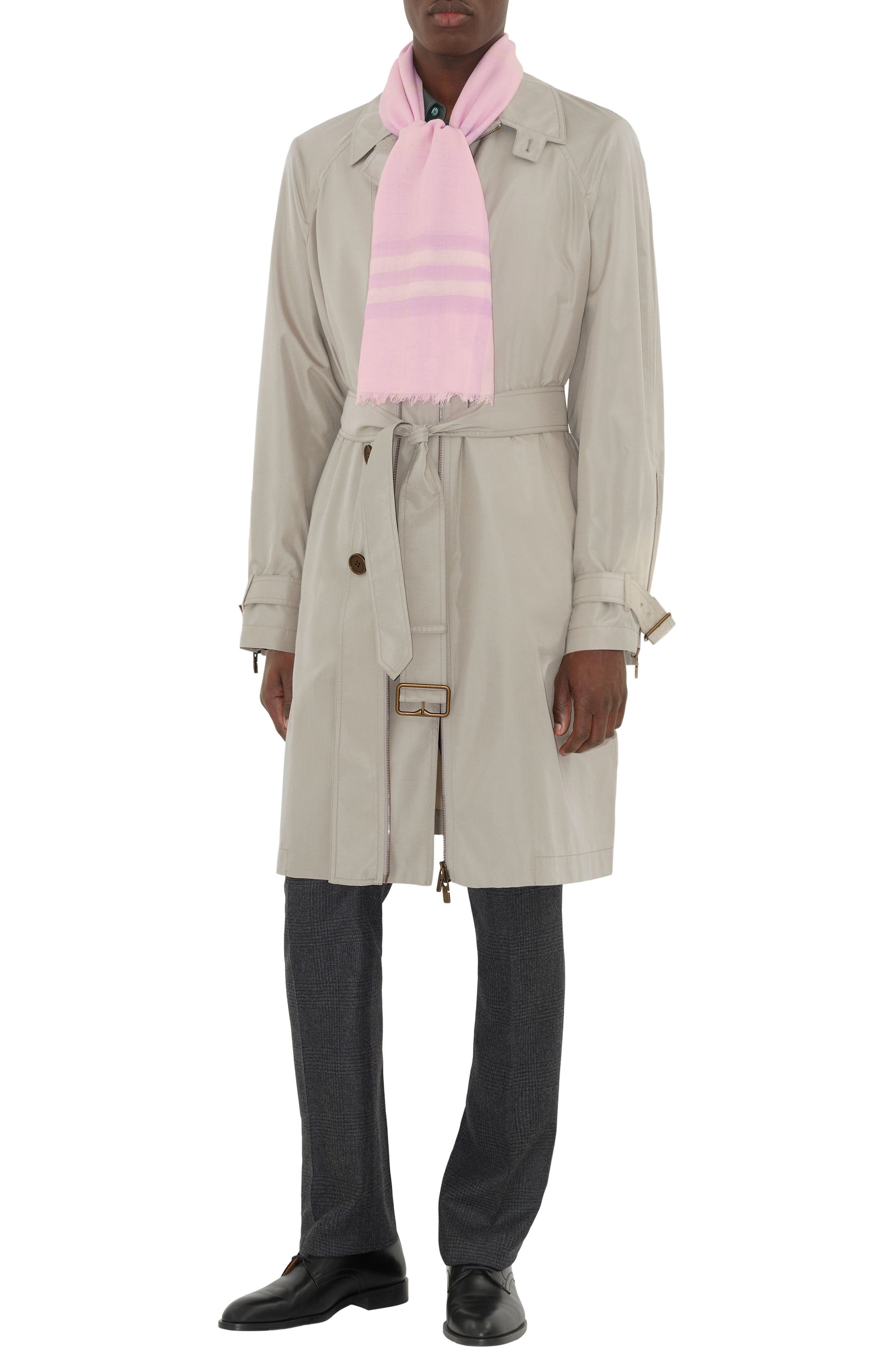 burberry Giant Check Lightweight Wool Scarf in Fondant Pink at Nordstrom - 4