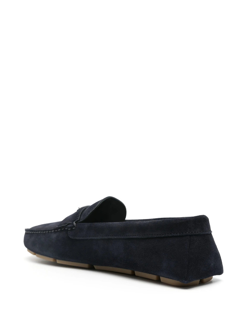 Prada Enamel-triangle-logo Suede Loafers outlook