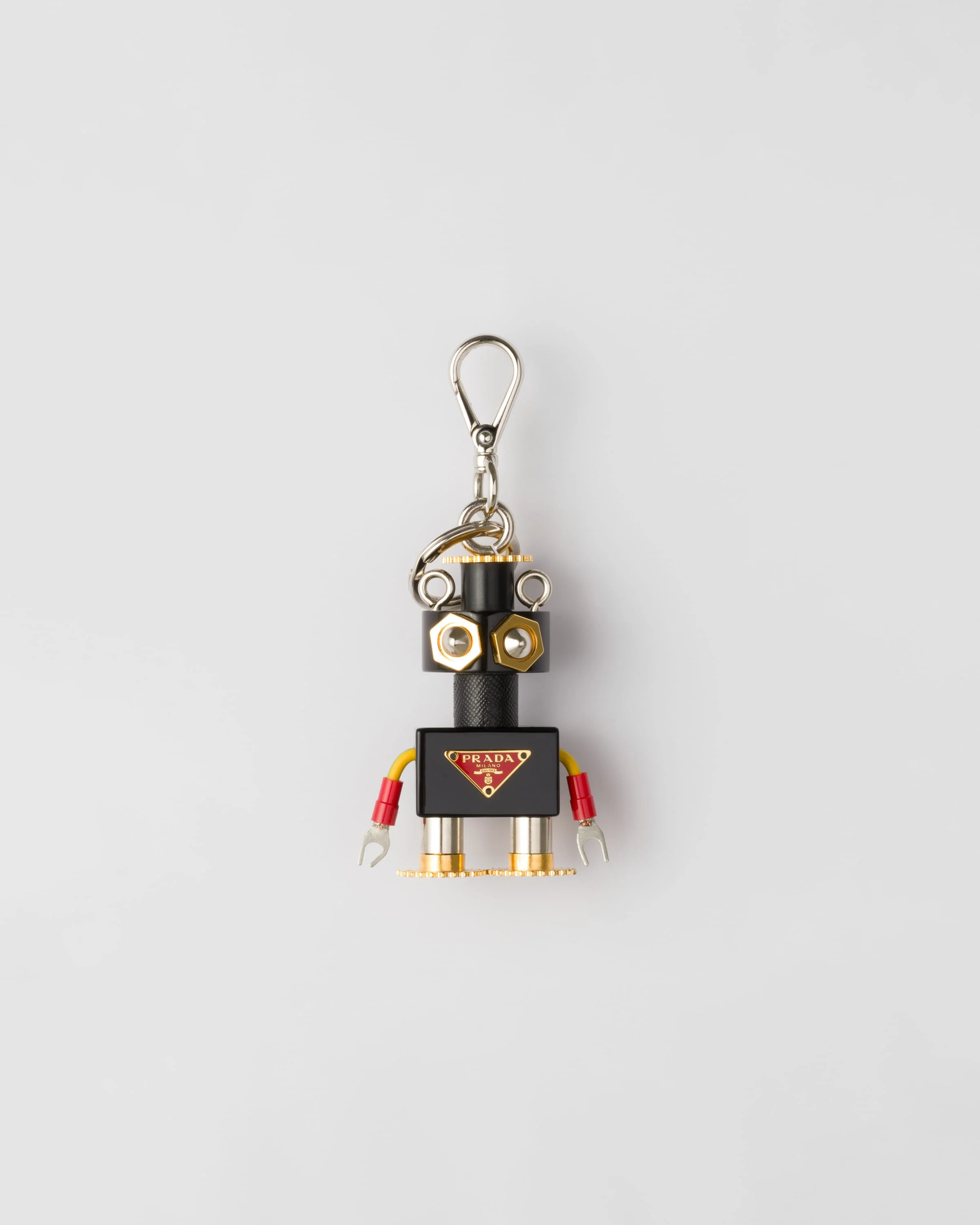 Plexiglas and Saffiano leather Robot keyring charm - 1
